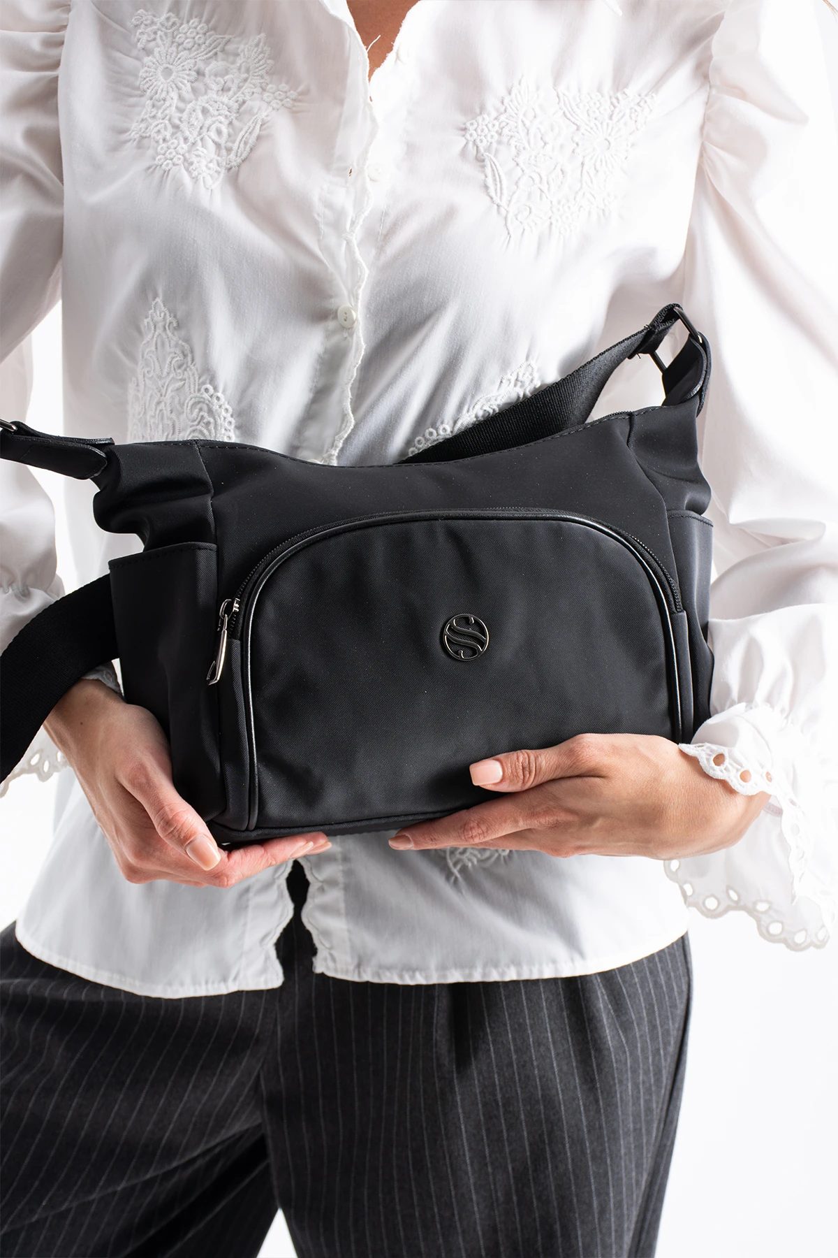 Çapraz Kol Kadın Çantası Edna - Saten Siyah