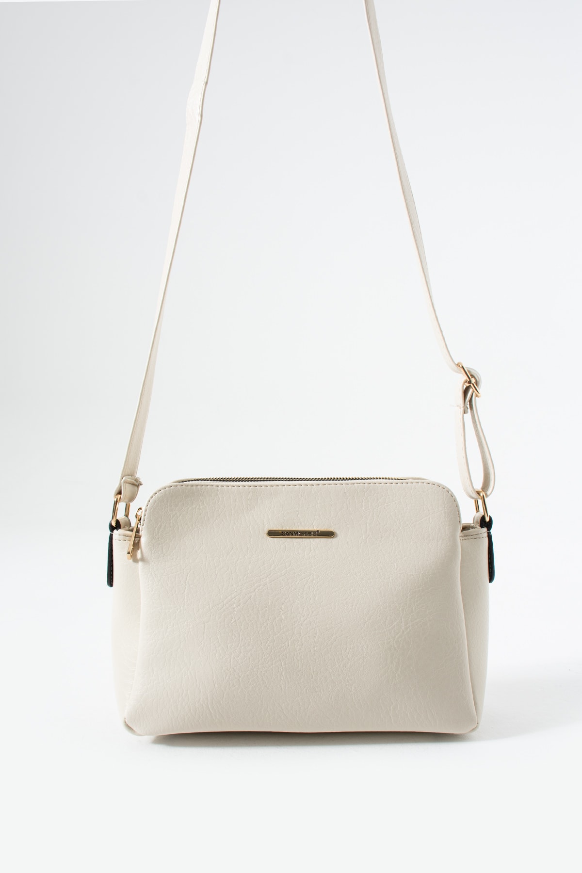 3 Bölmeli Kadın Çapraz Çanta Rafa - Krem