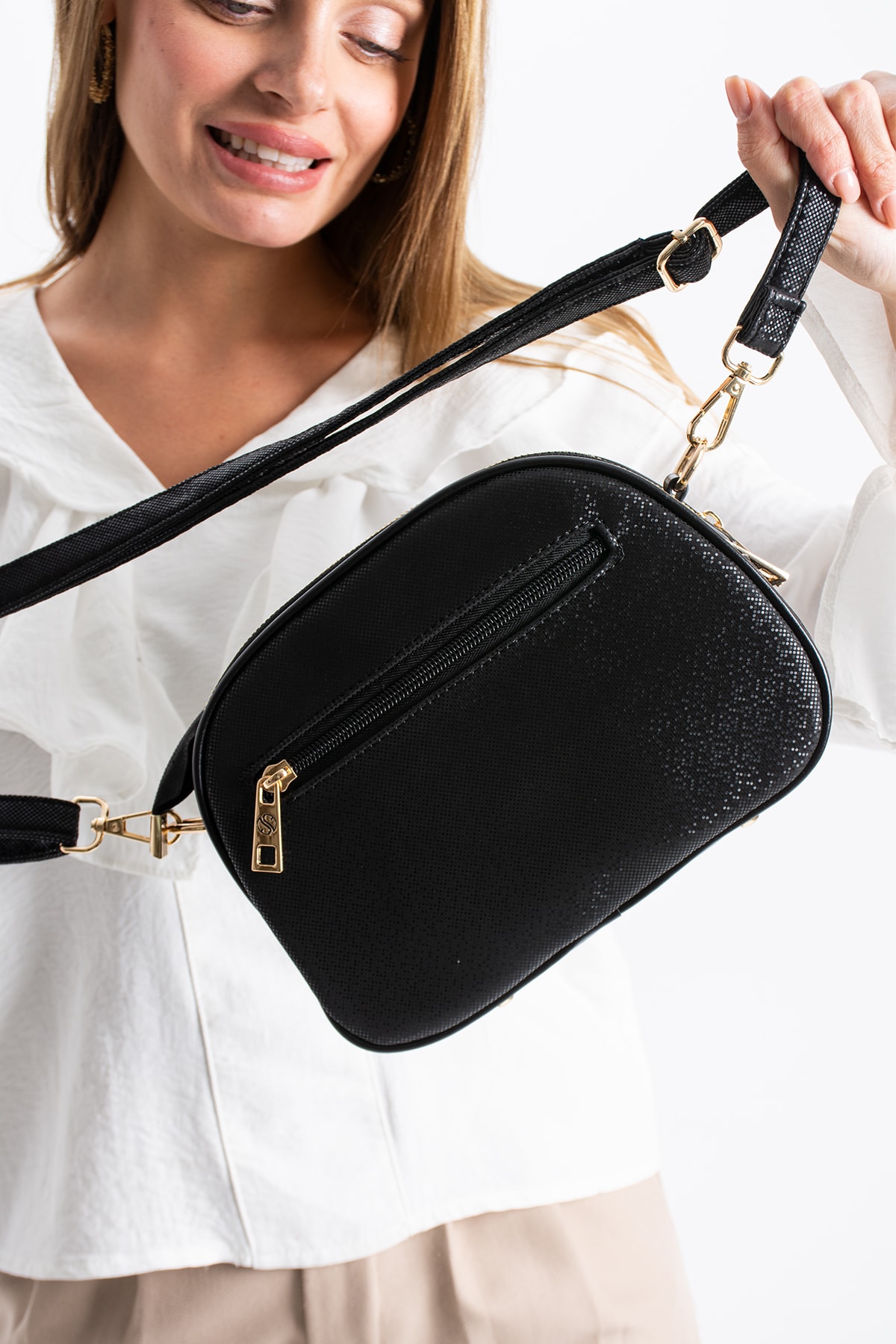 4 Bölme Çapraz Kadın Çantası Ruth 1435 - Siyah Mozaik