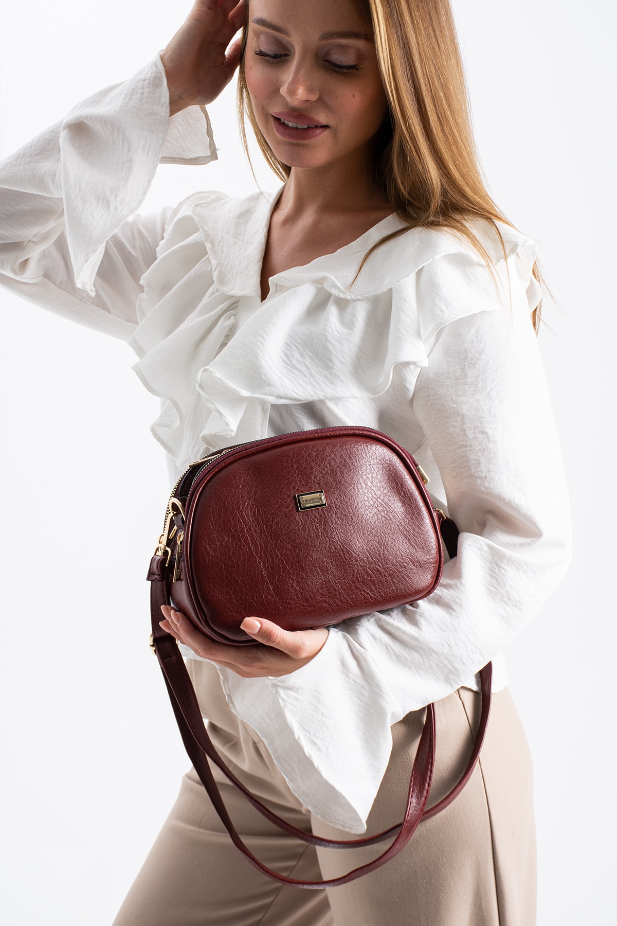 4 Bölme Çapraz Kadın Çantası Ruth 1435 - Bordo