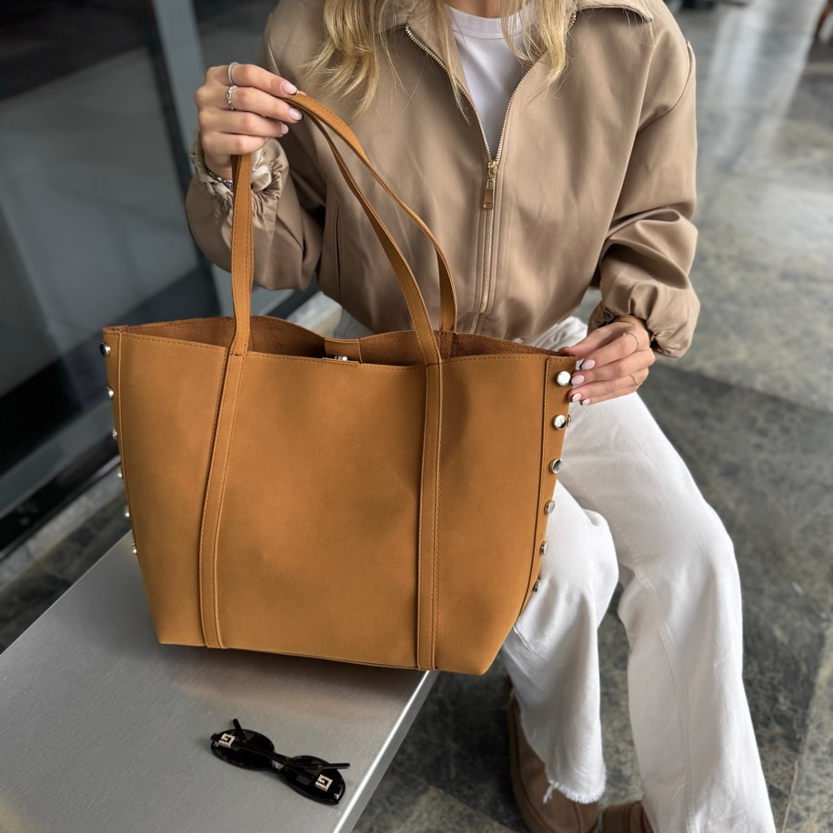 Süet Trocklu Omuz Çantası Rayne - Taba