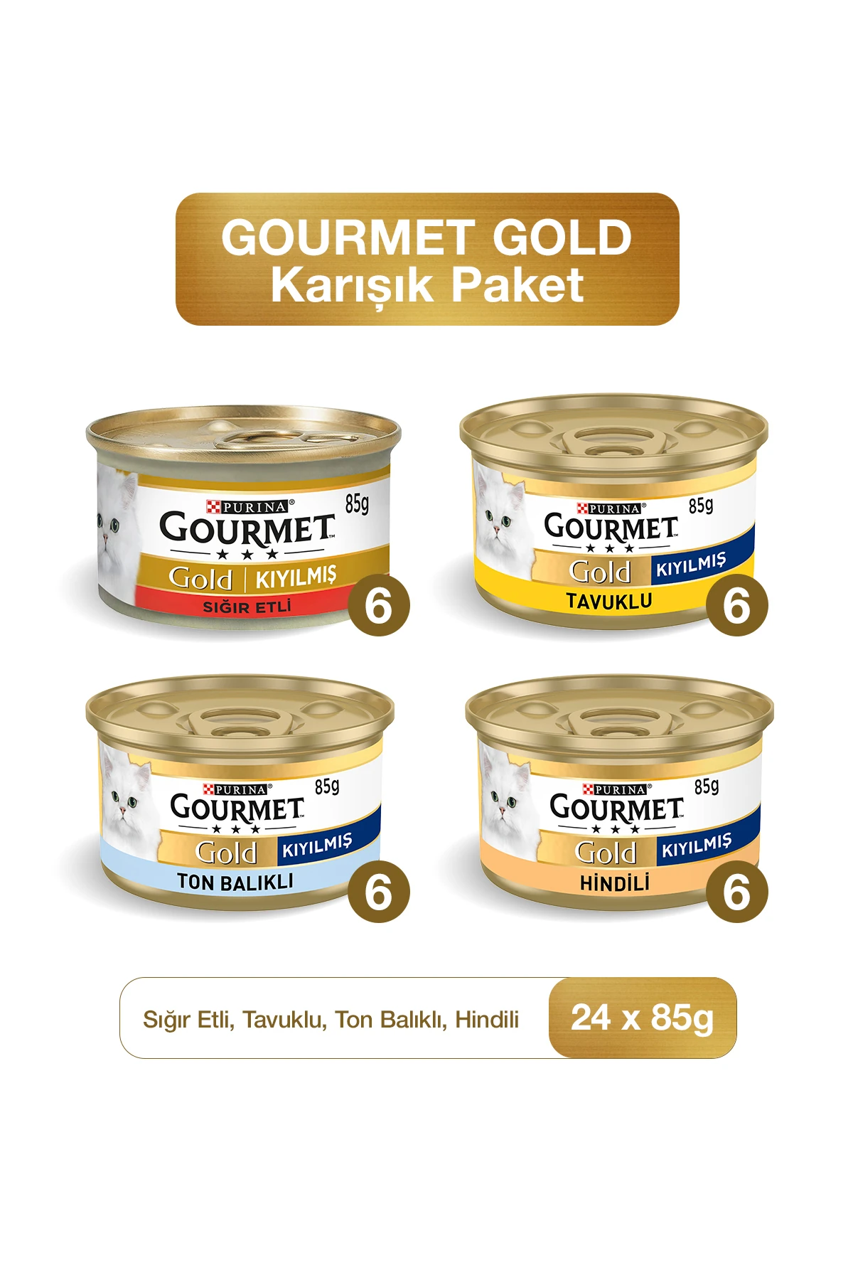 Purina Gold Karışık Kedi Konservesi 85 gr X 24 Adet
