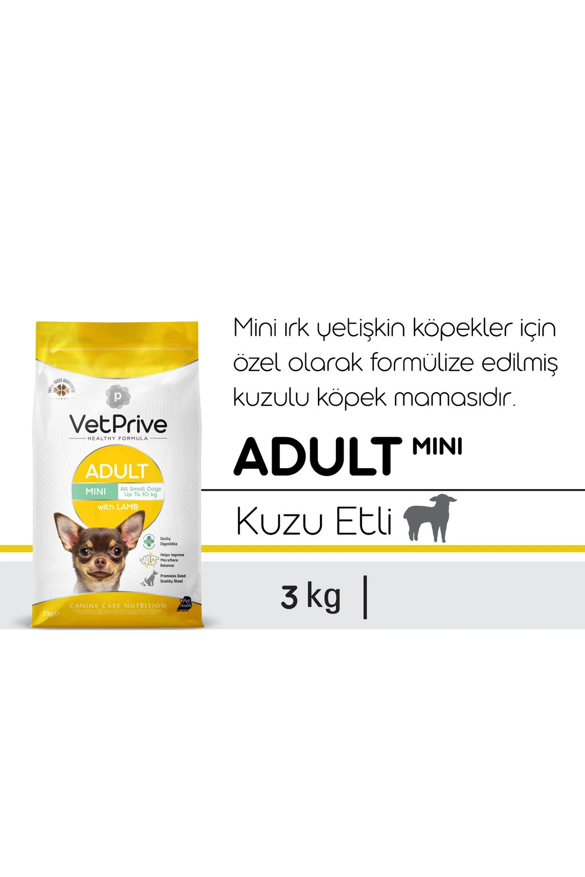 Mini Ve Küçük Irk Yetişkin Köpek Maması Kuzu Etli 3 Kg