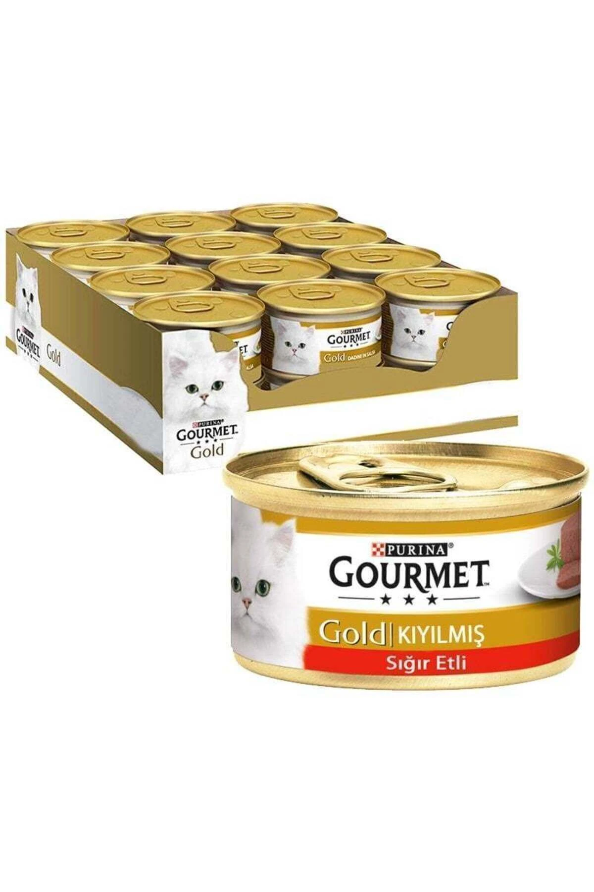 Purina Gold Kıyılmış Sığır Etli Konserve Yetişkin Kedi Maması 24 x 85 G