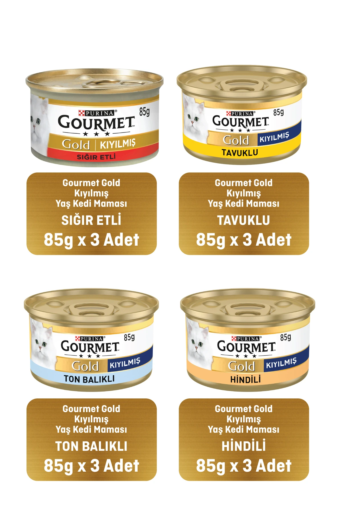 Gold Karışık Kedi Konserve Maması 85g X 12adet Ekonomik Paket