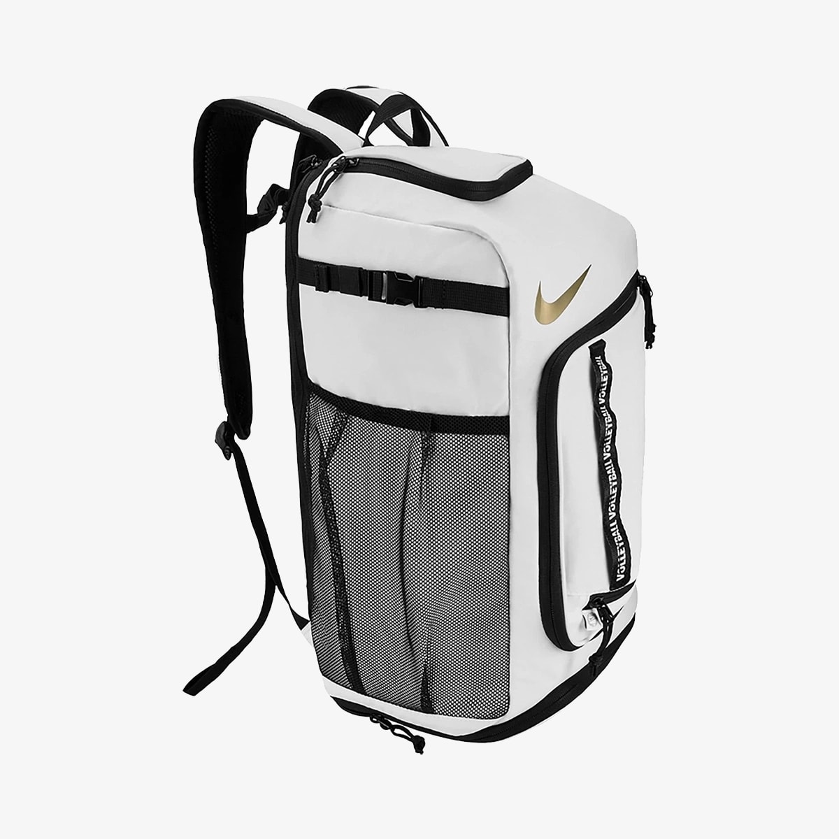 Nike Voleybol Sırt Çantası – Beyaz/Siyah/Metalik Altın (OSFM)