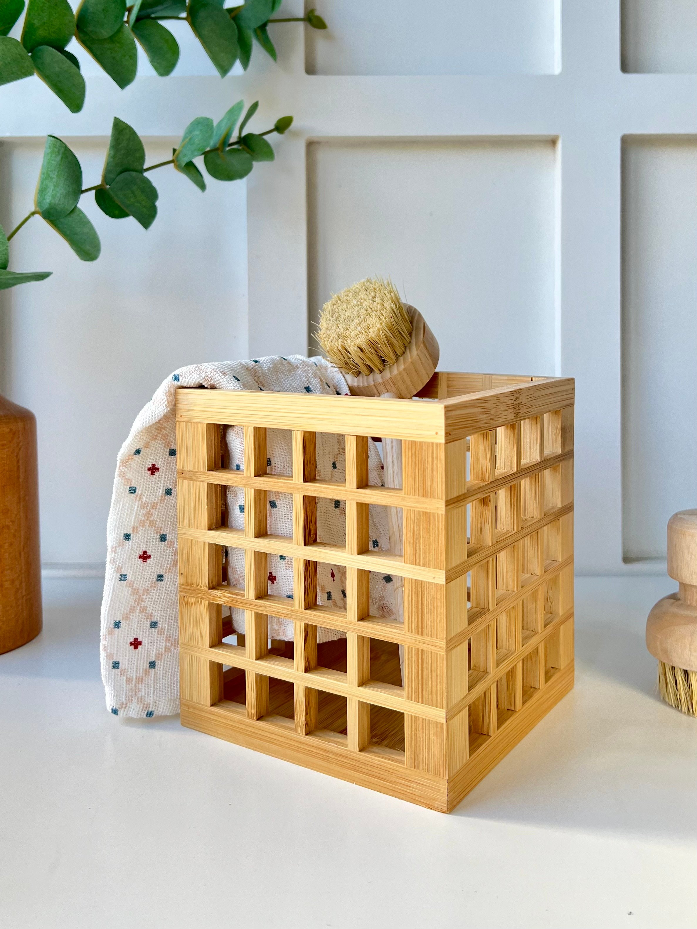 Bambu Kare Organizer Kutu Kaşıklık