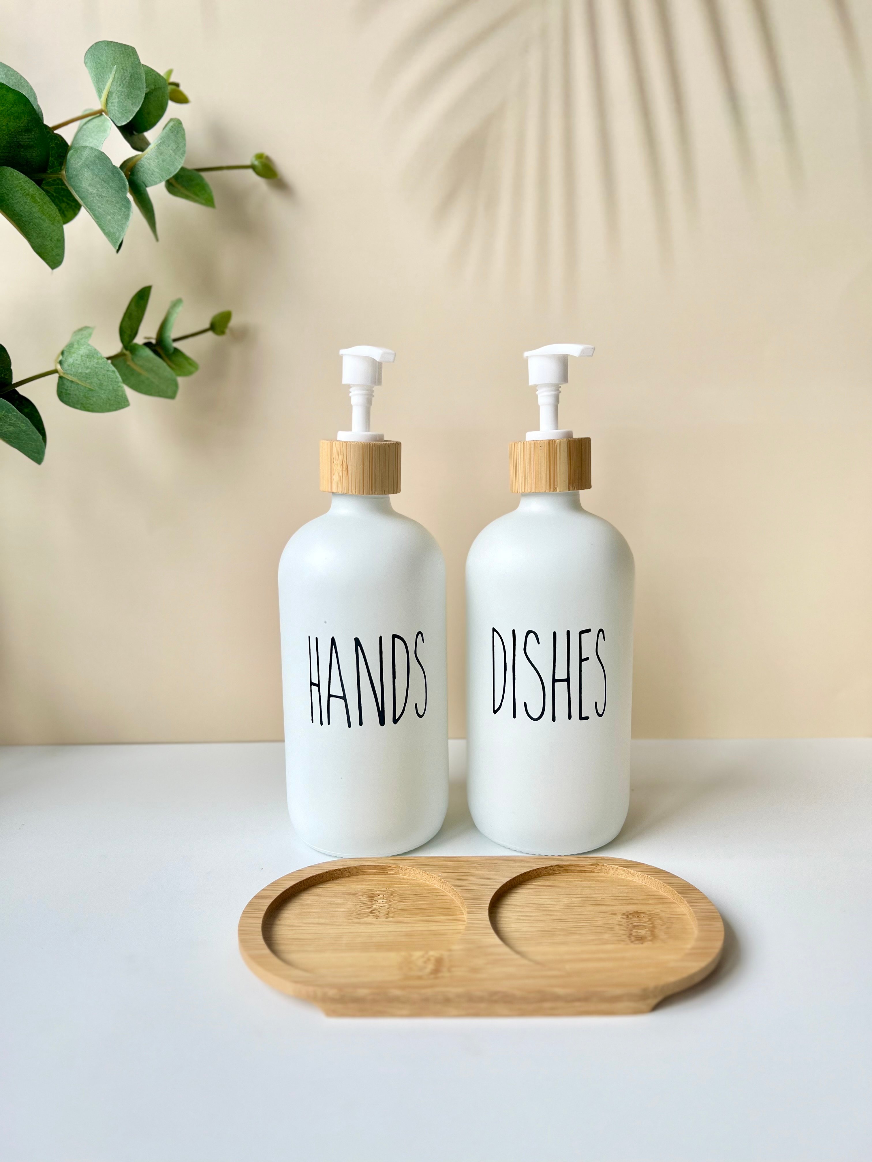 2'li Beyaz Bambu Altıklı Sabunluk Seti | Hands Dıshes