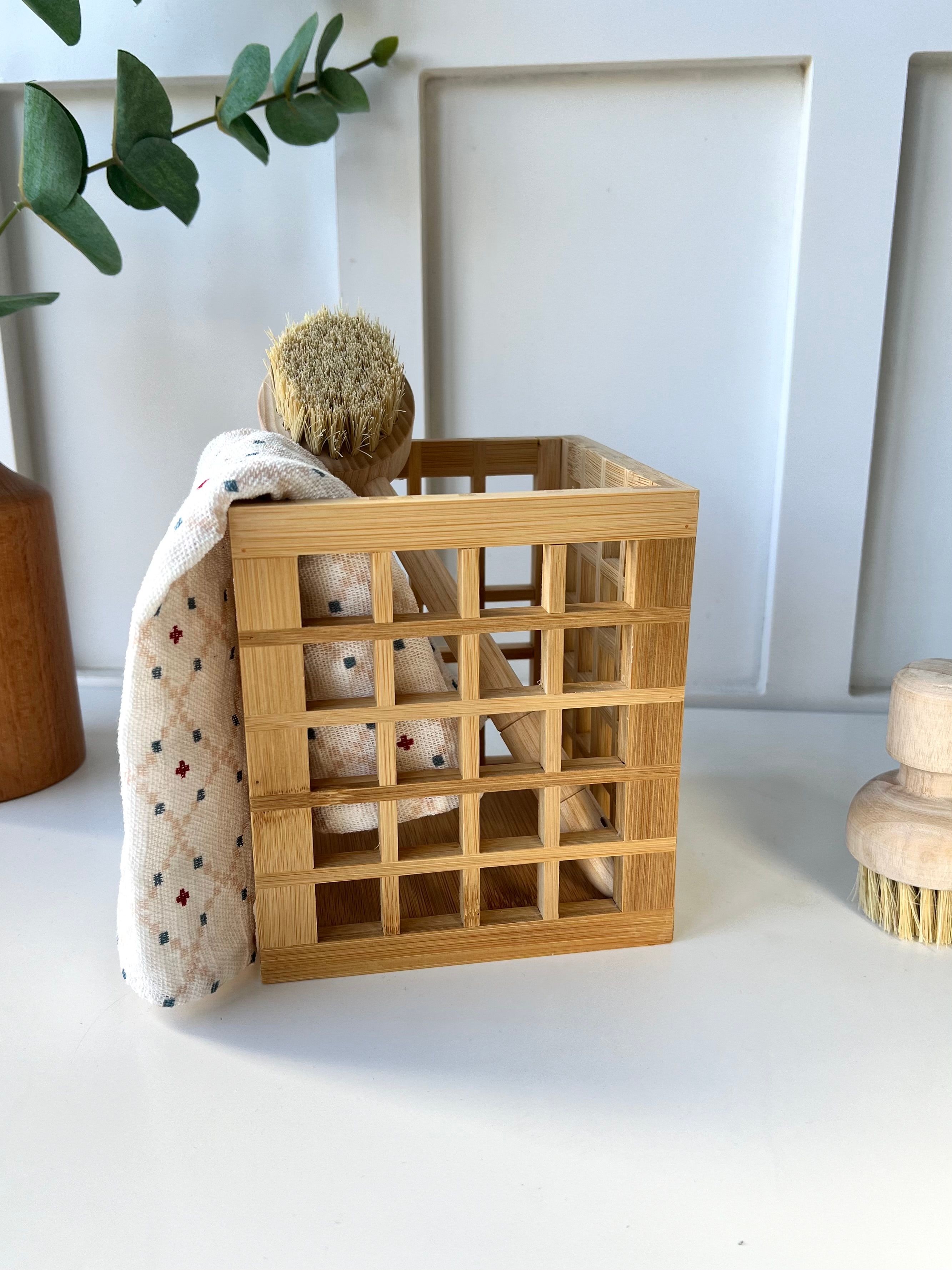 Bambu Kare Organizer Kutu Kaşıklık