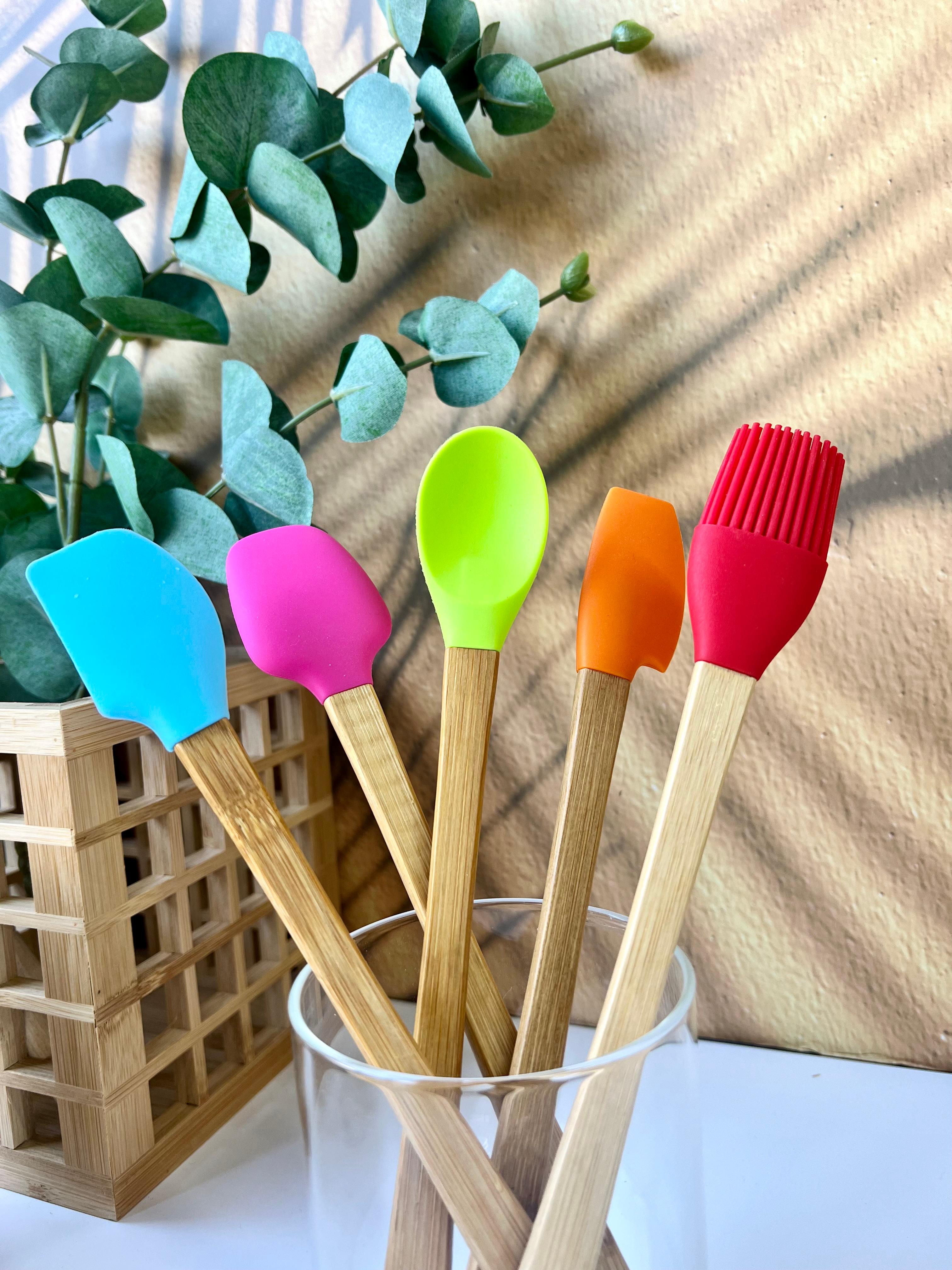 5'li Mini Bambu Spatula Seti | Silikon Pişirme Seti