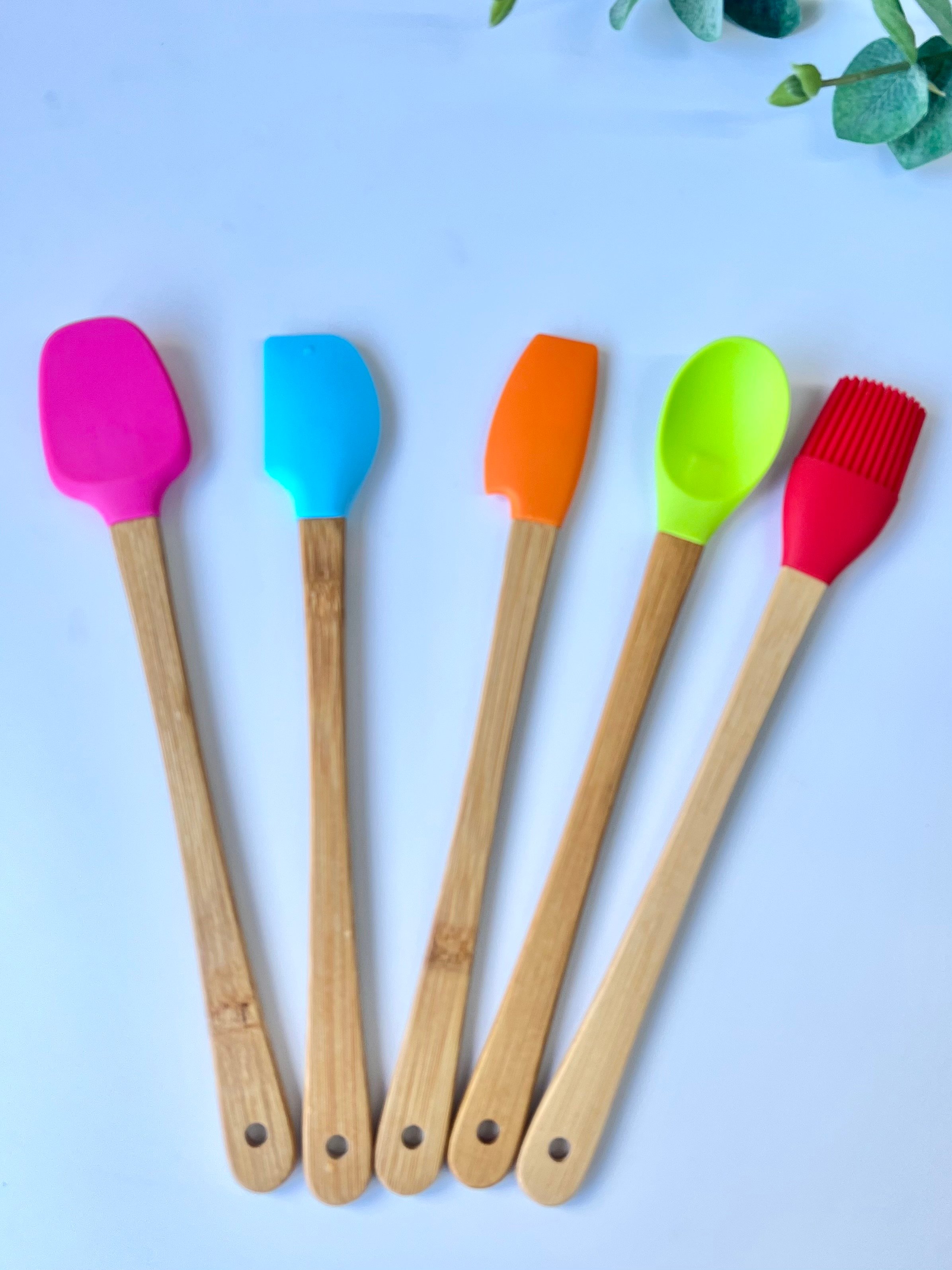 5'li Mini Bambu Spatula Seti | Silikon Pişirme Seti