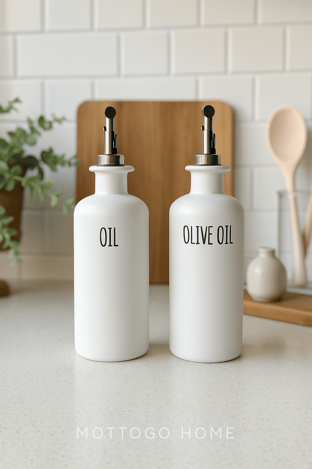 2'li Beyaz Gümüş Başlıklı Cam Yağdanlık Seti | Oil-Olive Oil-Vinegar-Sauce