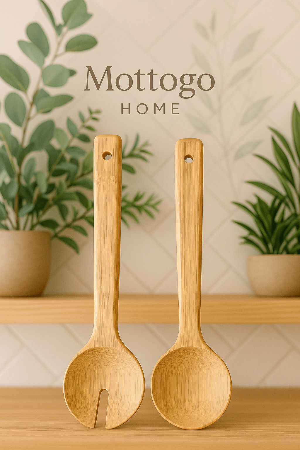 Bambu Salata Servis Kaşığı Seti - 2 Parça Kaşık