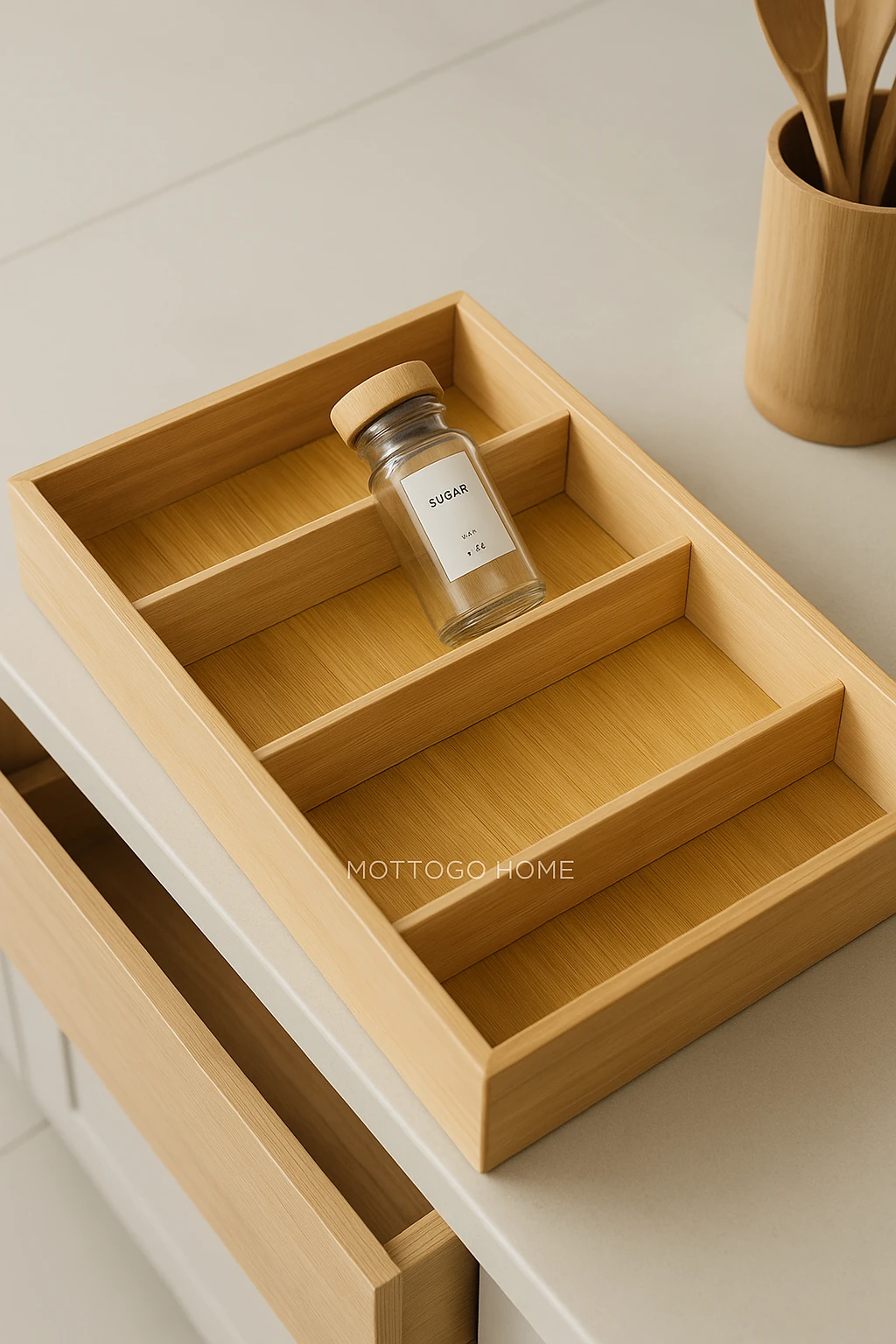 Çekmece İçi & Tezgâh Üstü Düzenleyici – Bambu Baharatlık Organizer