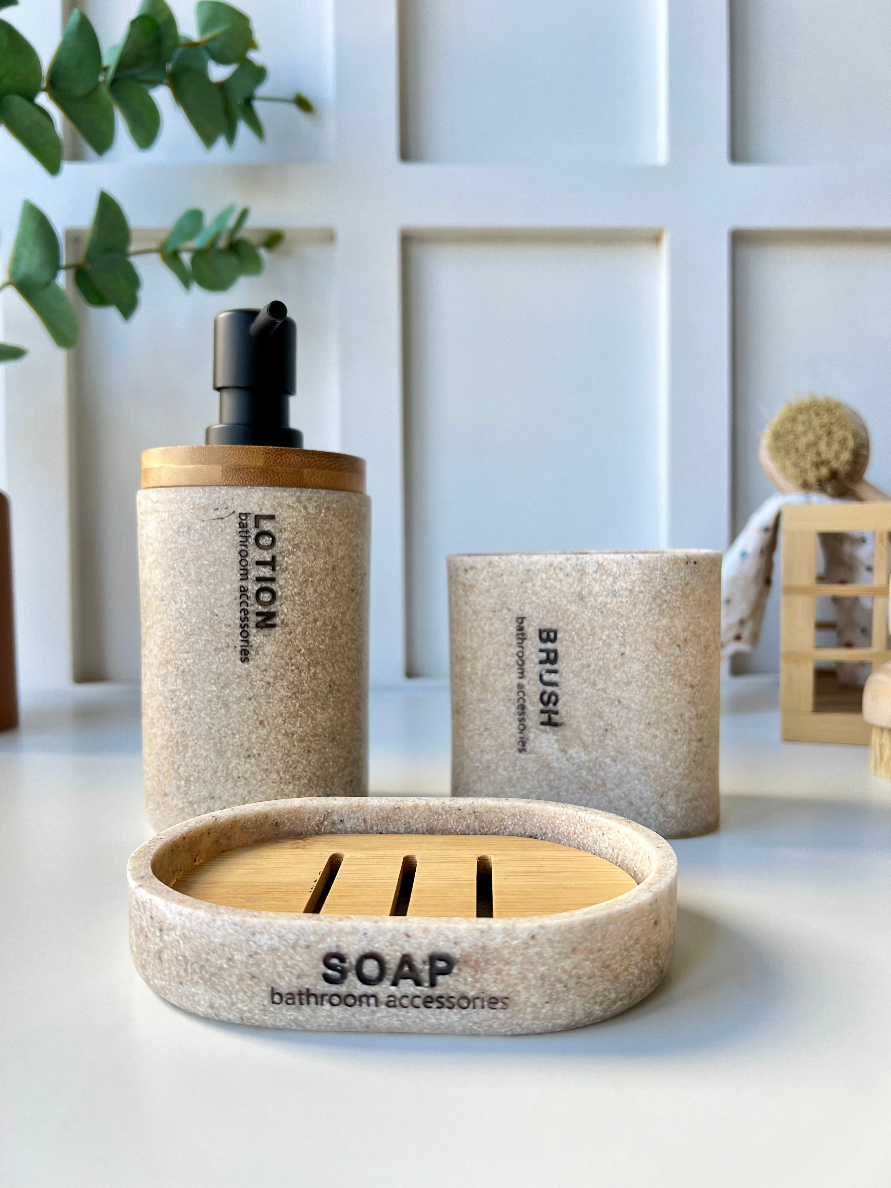 3 Parça Banyo Sabunluk Seti Lotıon/Tumbler-Soap