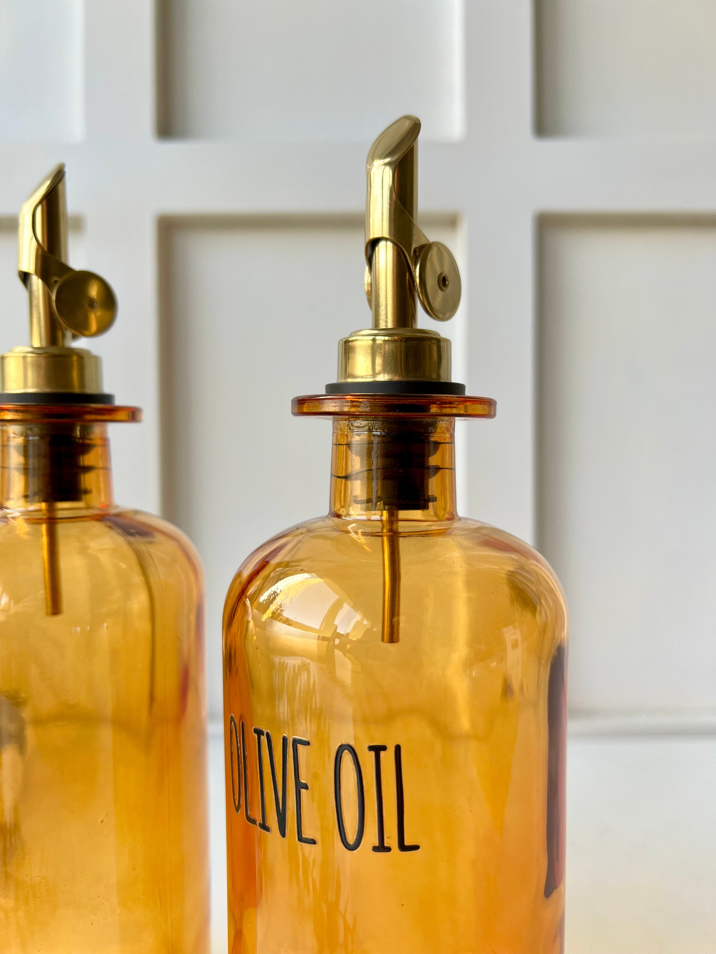 2'li Amber Gold Başlıklı Cam Yağdanlık Seti 500ml/ Oil-Olive Oil-Vinegar- Sauce