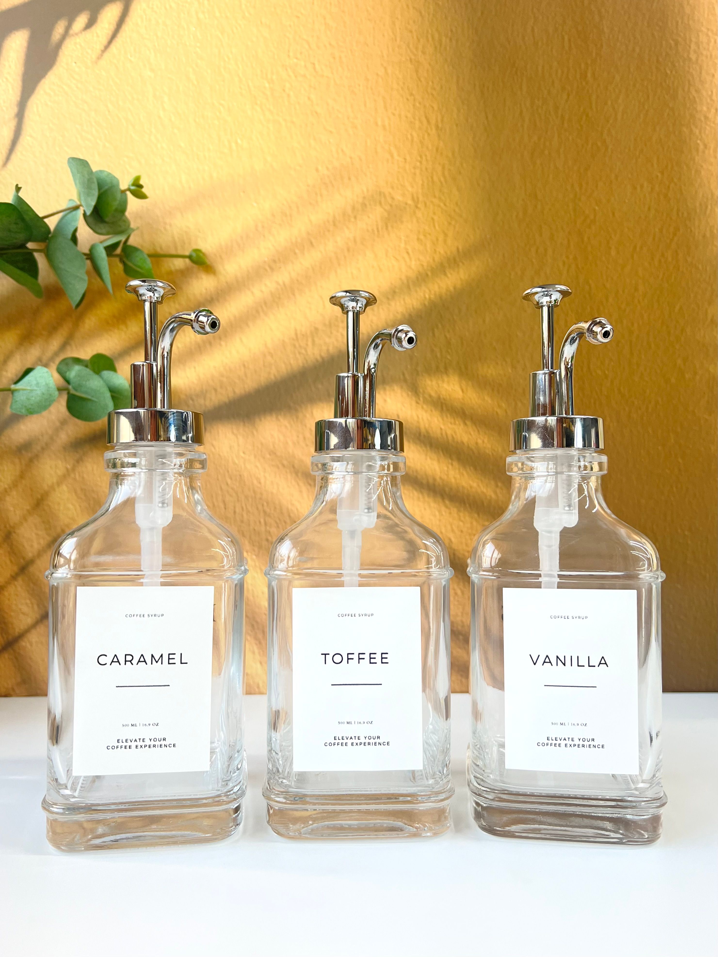 3'lü Gümüş Başlıklı Cam Kahve Şurupluğu Caramel-Toffee-Vanilla