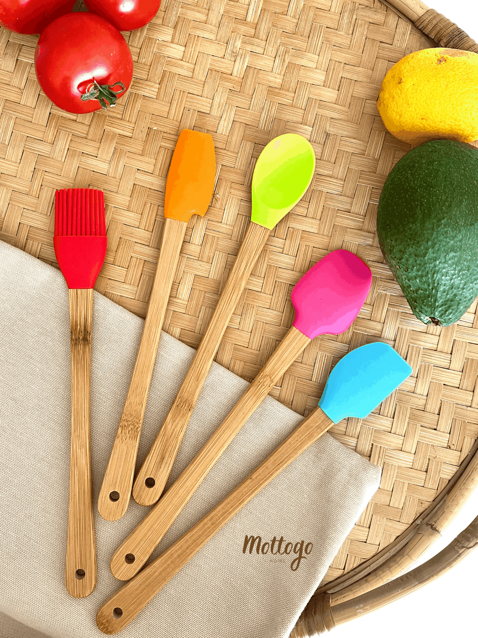 5'li Mini Bambu Spatula Seti | Silikon Pişirme Seti