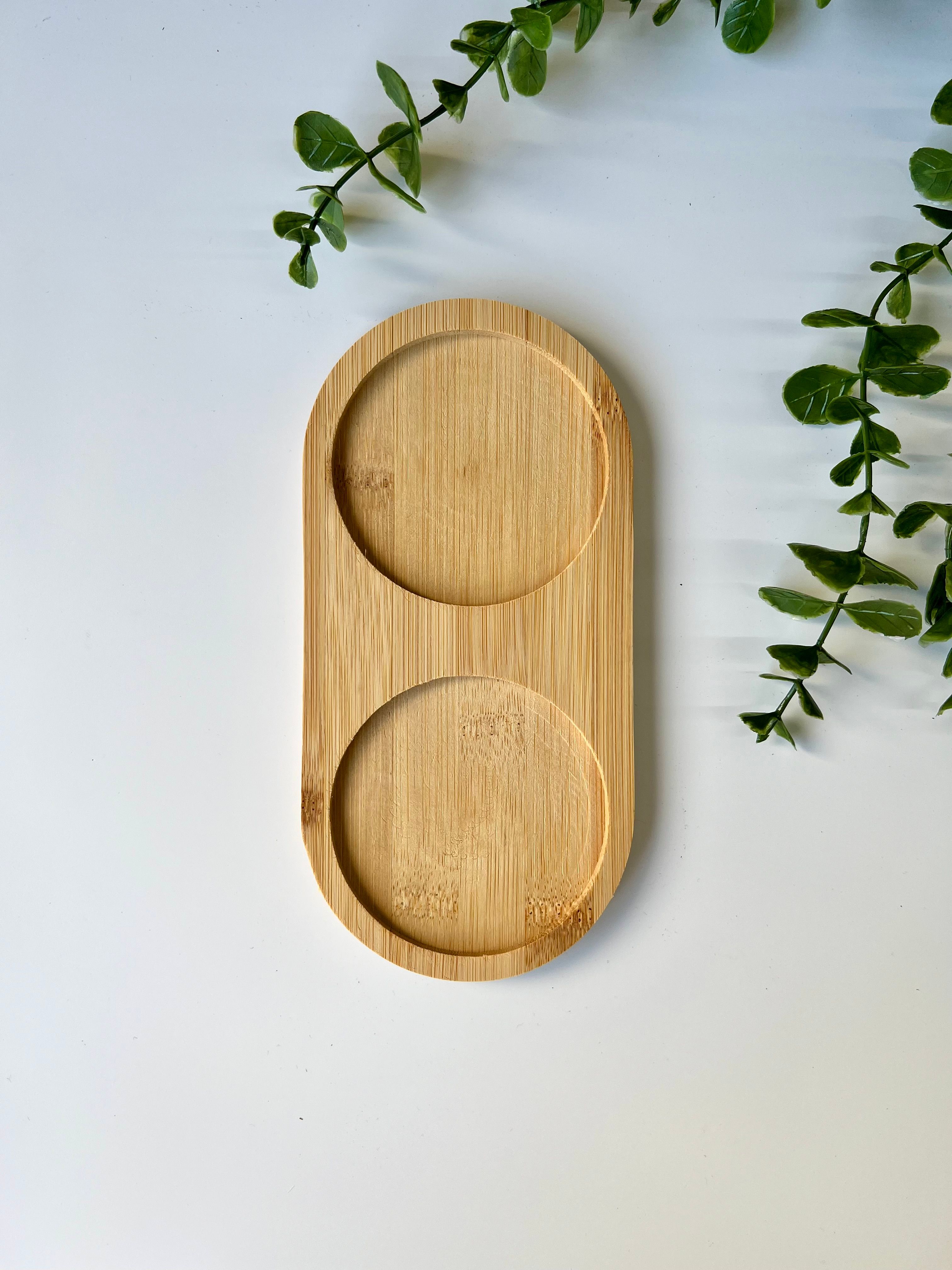 Bambu Doğal 2 Bölmeli Yağdanlık Altlığı - 20x10 cm