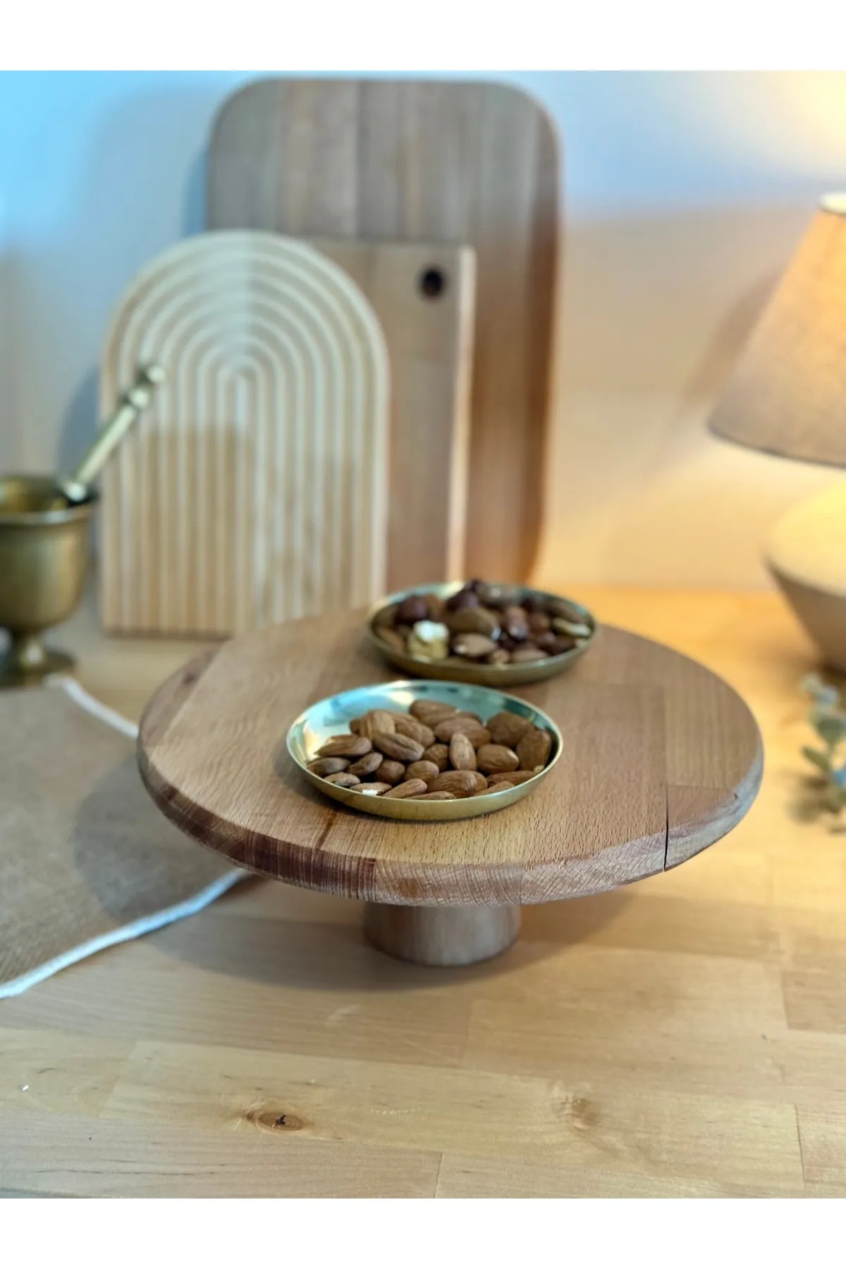 Ahşap Ayaklı Sunumluk Pasta Sunum Servis Kek Standı 24x11 Cm