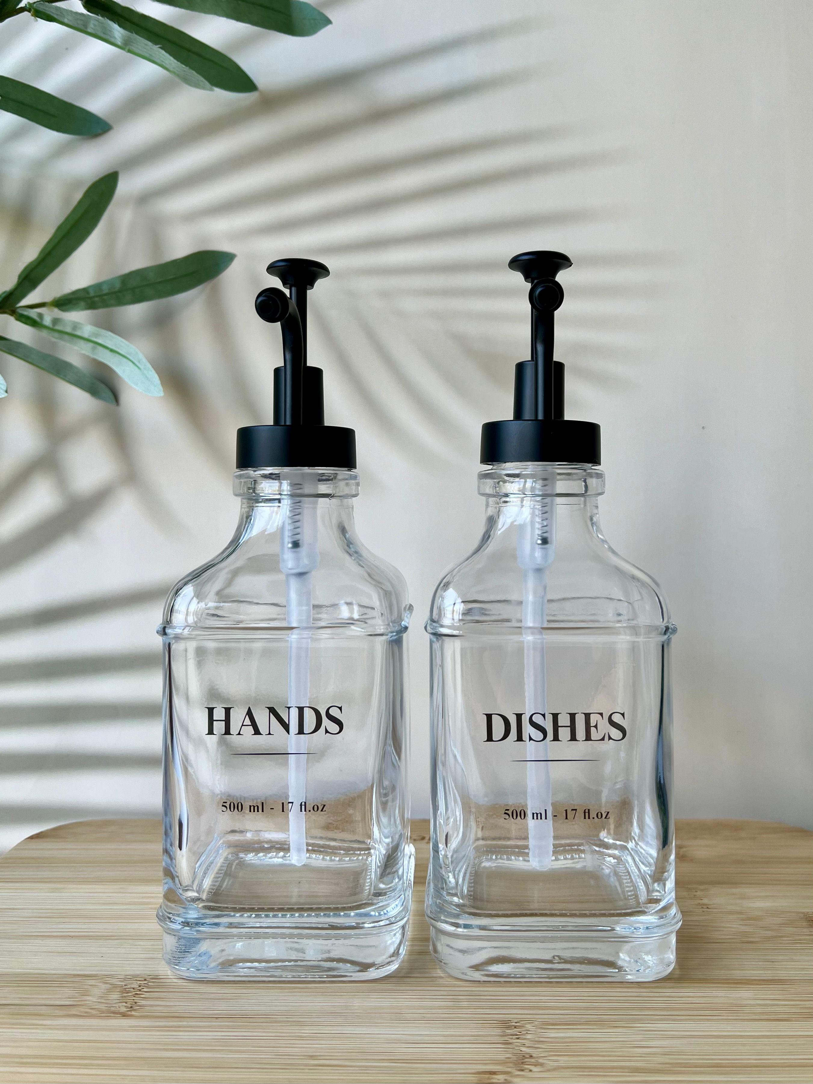 2'li Kare Sabunluk & Deterjanlık Set | Dishes, Hands, Soap, Lotion Etiketli 500ml