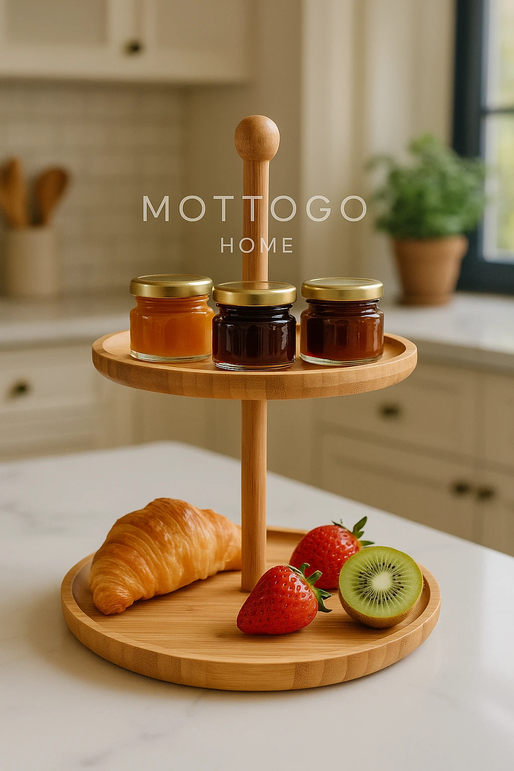 2 Katlı Bambu Sunum Standı – Kahvaltı ve Tatlı Servislik