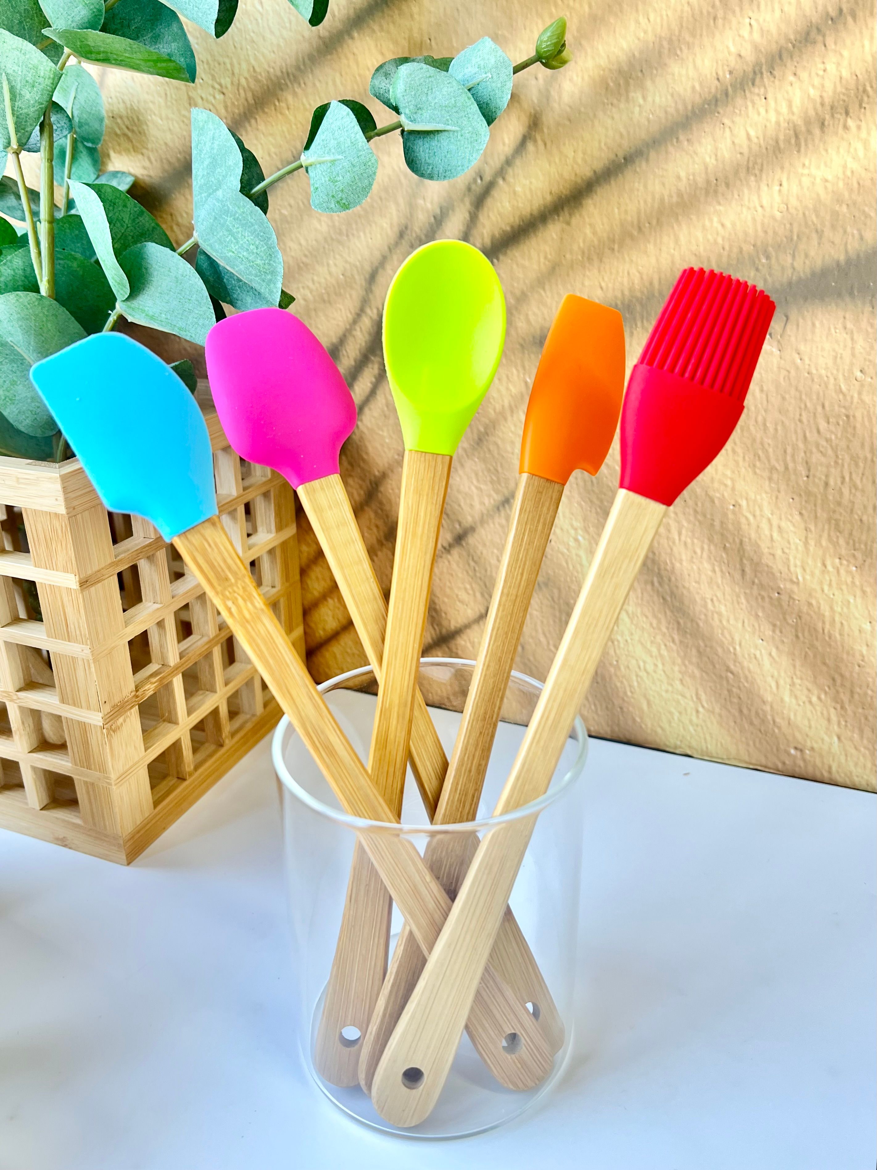 5'li Mini Bambu Spatula Seti | Silikon Pişirme Seti