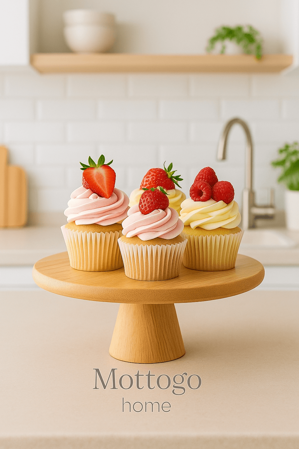  Doğal Bambu Yuvarlak Pasta & Kek Standı Ayaklı Sunumluk 31 cm Çap