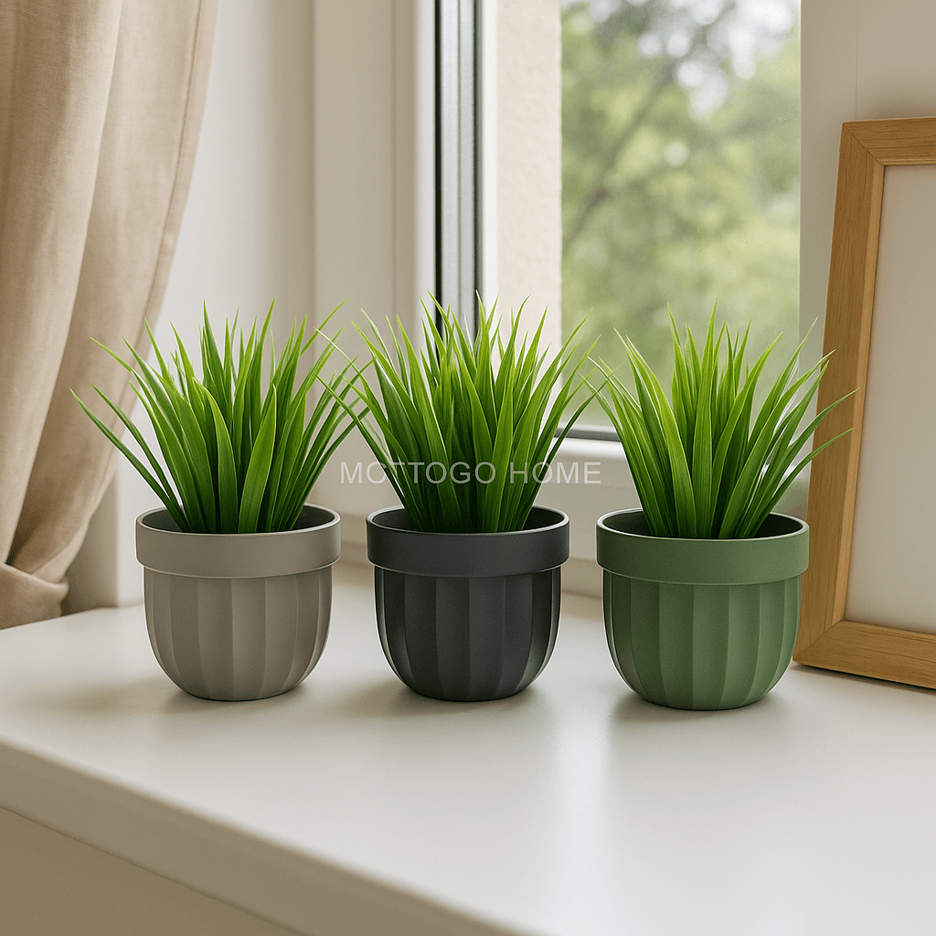 Dekoratif Saksılı Yapay Çiçek 20cm Beyaz