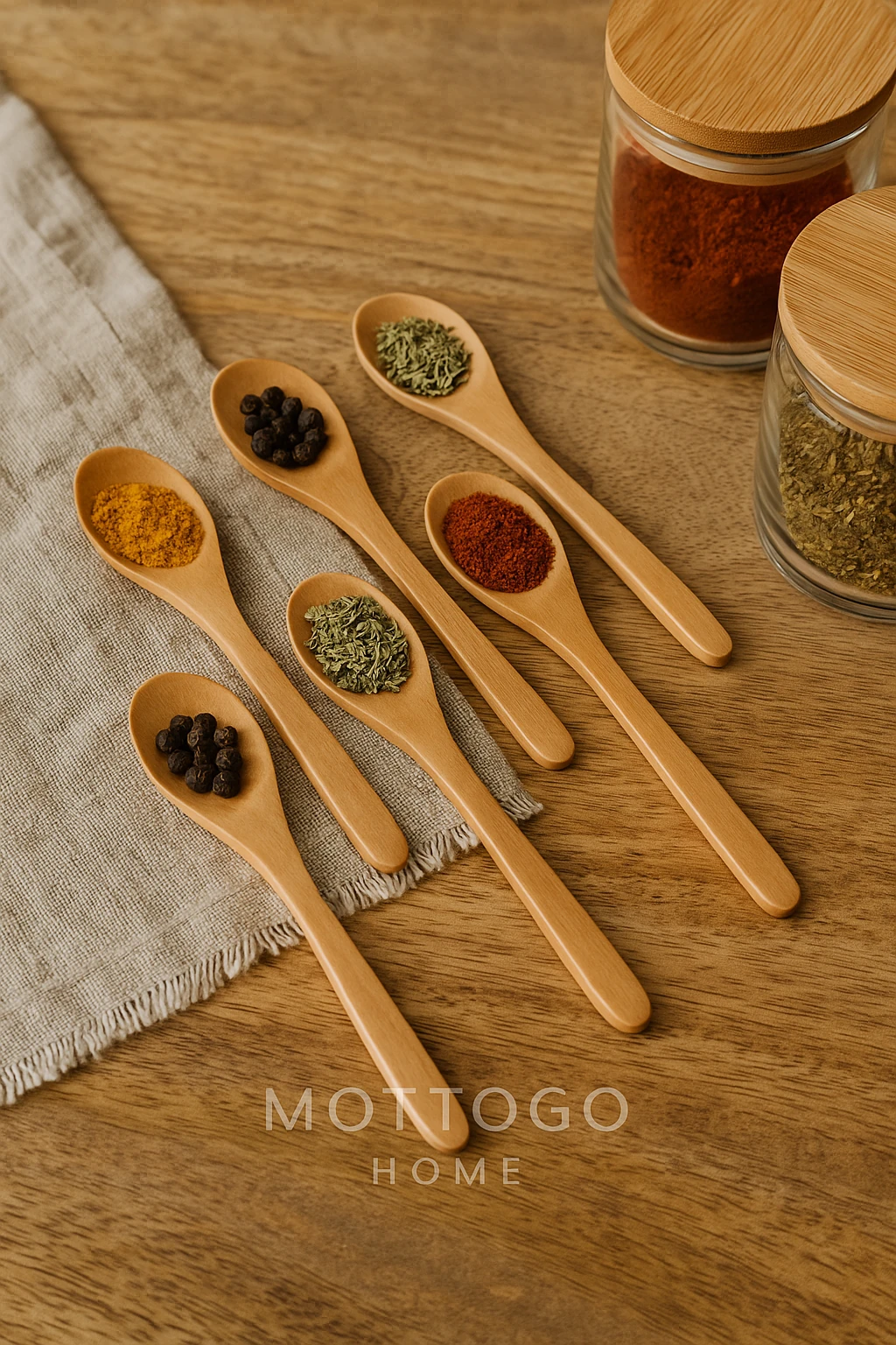 6'lı Ahşap Baharat Kaşığı - Tahta Kaşık