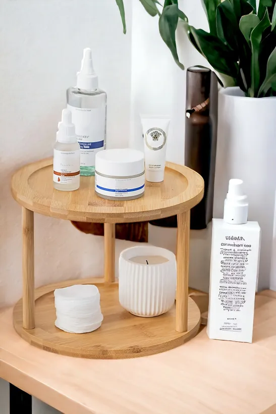 Bambu 2 Katlı Dönerli Stant | Sunumluk