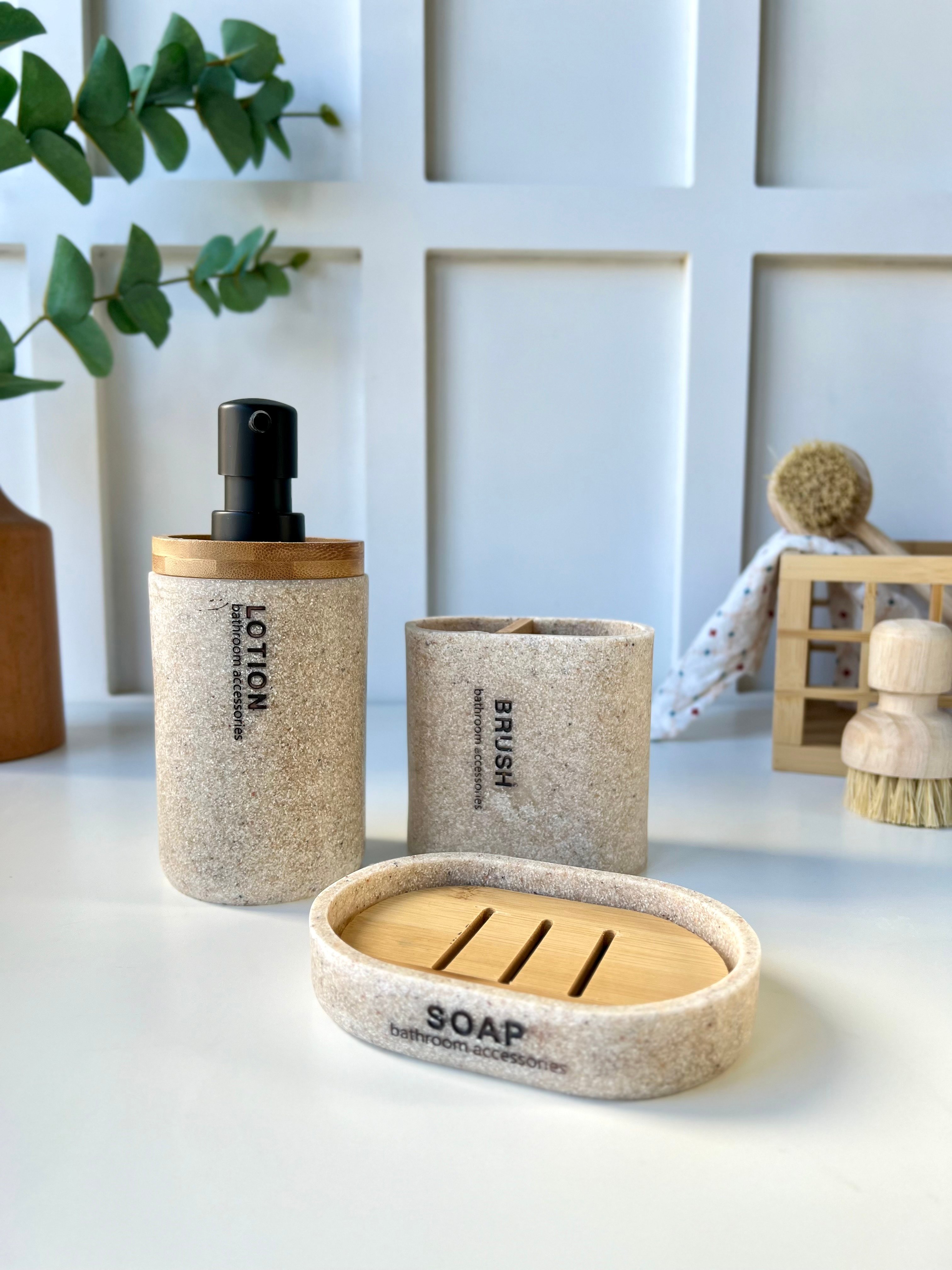 3 Parça Banyo Sabunluk Seti Lotıon/Tumbler-Soap