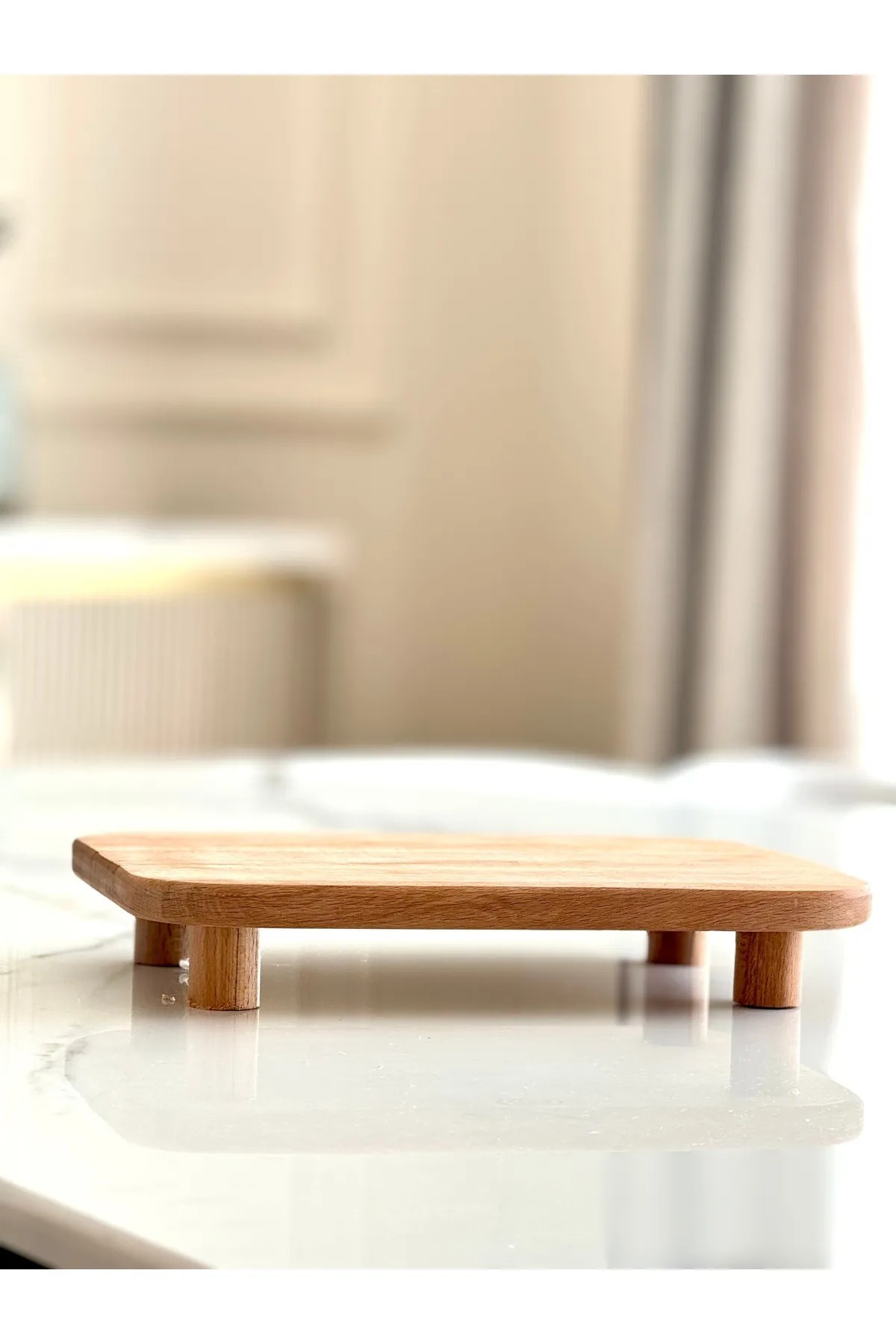Doğal Ahşap Ayaklı Sunum Standı | Sunum Tabağı 33x23x6cm
