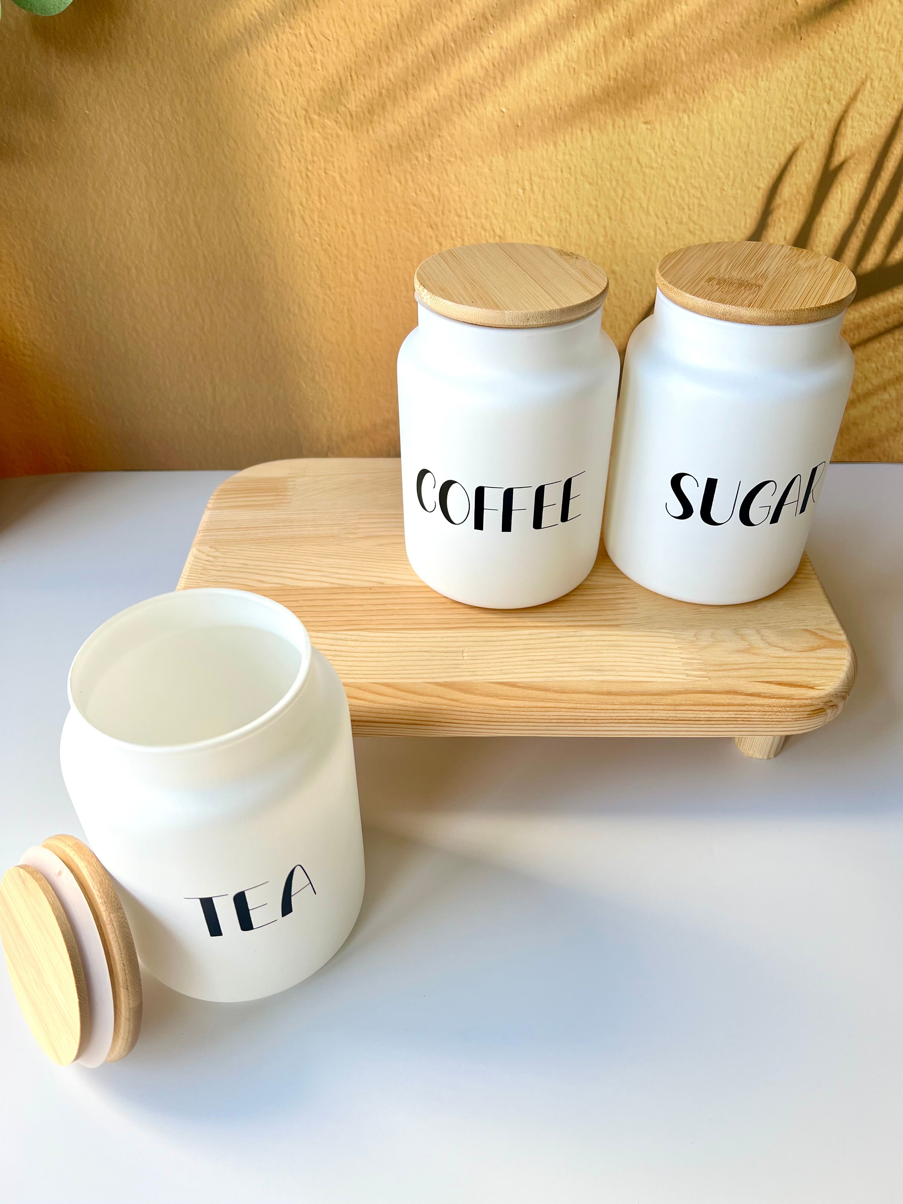 Ahşap Stantlı 3'lü Kavanoz Seti | Tea,Sugar,Coffee
