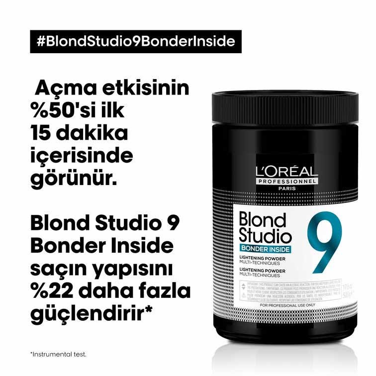 L'Oreal Professionnel  9 TON BONDER INSIDE TOZ AÇICI 500 gr + 30 VOLUM BLOND STUDİO OKSİDAN 1 L