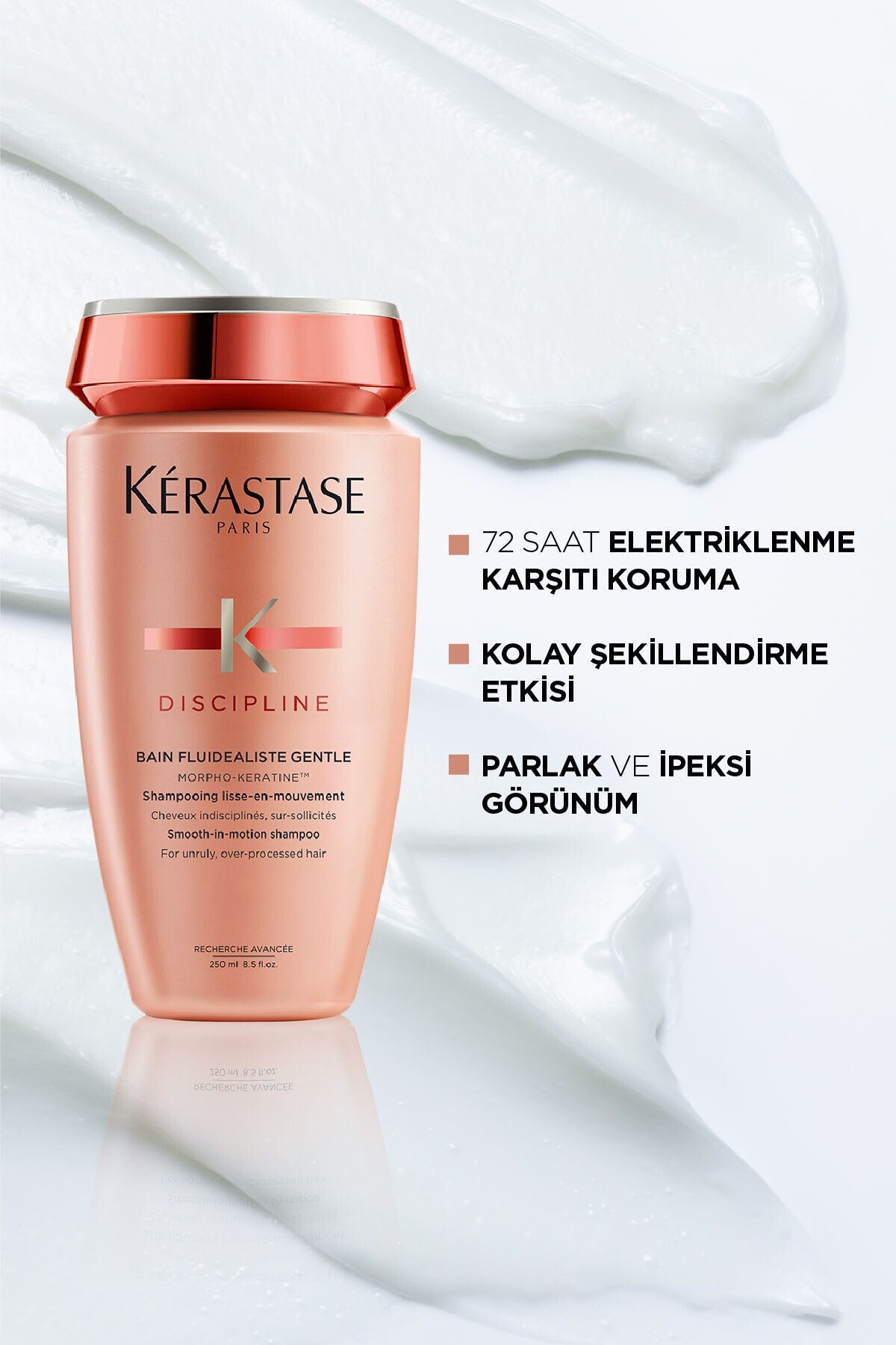 Discipline Bain Fluidéaliste Gentle (Sülfatsız) Kontrol Edilmesi Güç Saçlar İçin Elektriklenme Karşıtı Şampuan 250 Ml