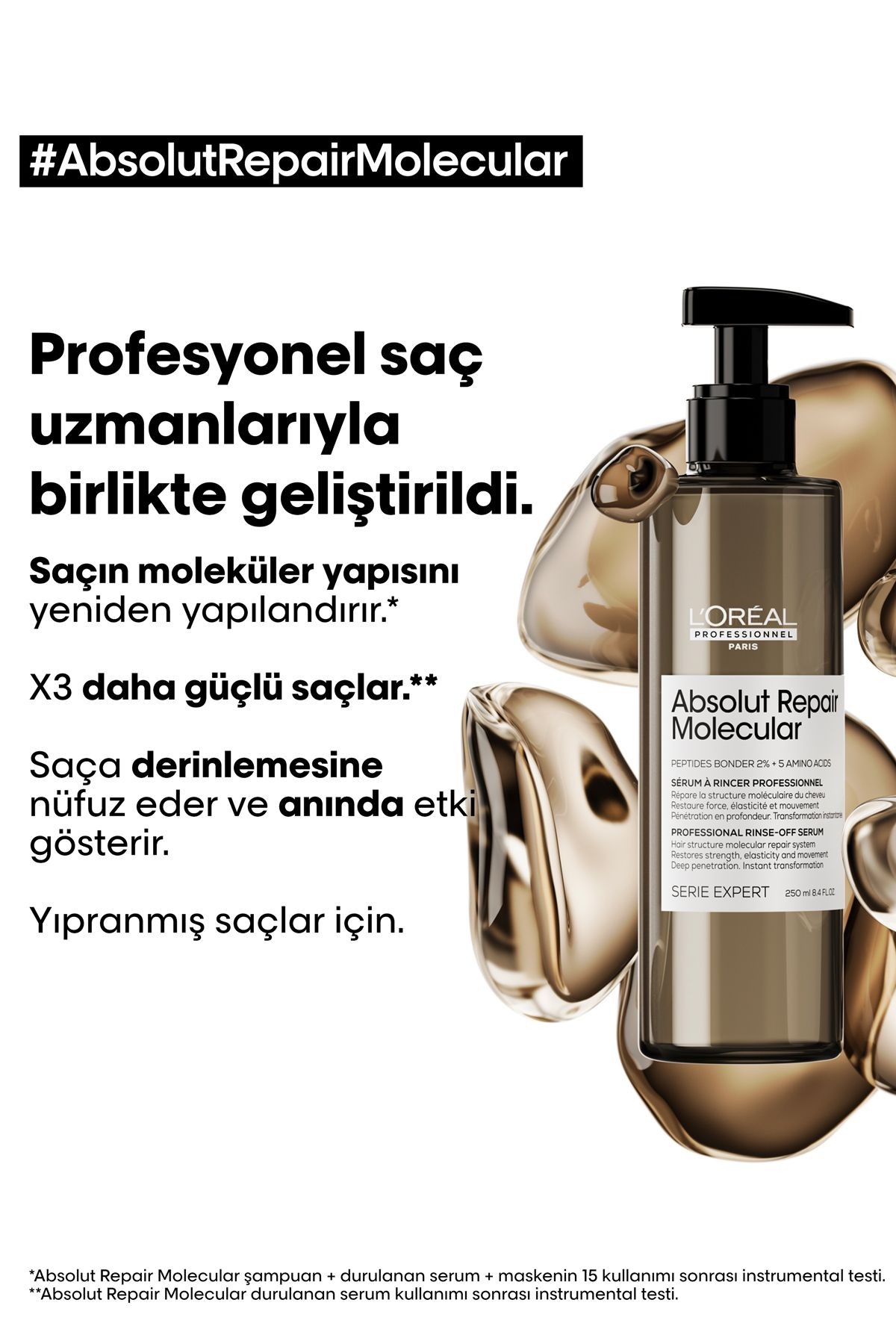 L'oreal Professionnel Absolut Repair Molecular Liquid Threatment Durulanan Serum 250 Ml