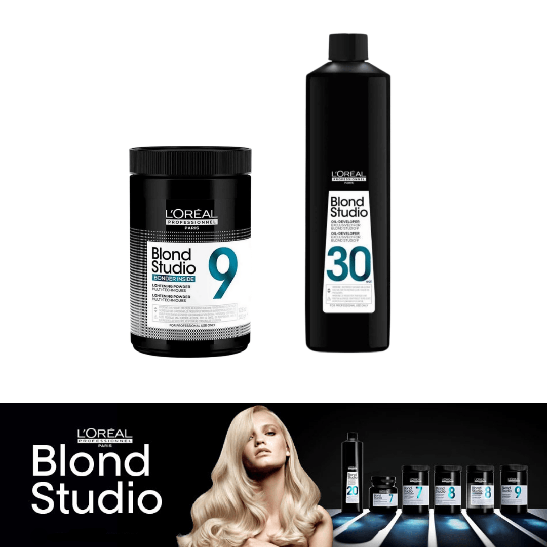 L'Oreal Professionnel  9 TON BONDER INSIDE TOZ AÇICI 500 gr + 30 VOLUM BLOND STUDİO OKSİDAN 1 L