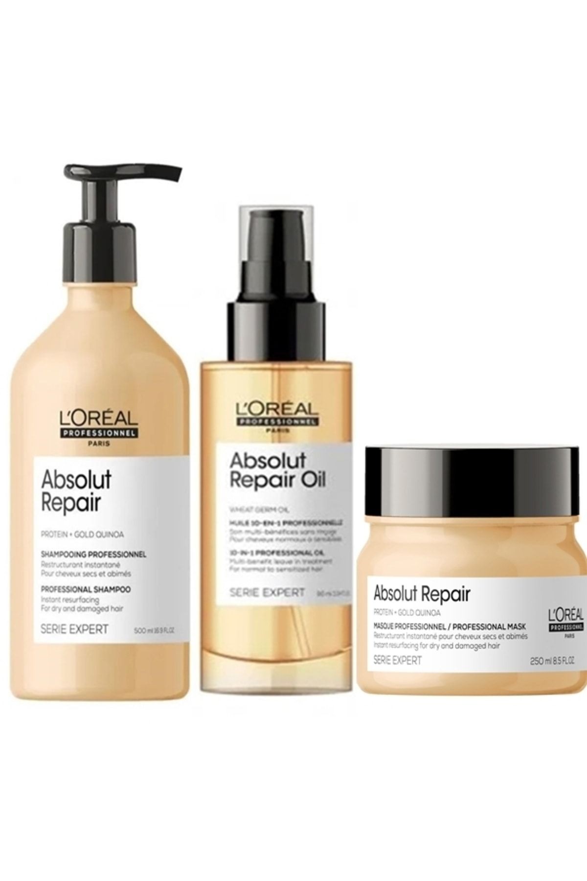 L'oreal Professionnel Absolut Repair 3'lü Set (Absolut Repair Şampuan 500 Ml + Absolut Repair 250 Ml Maske + Absolut Repair Oil Serum 90ml)