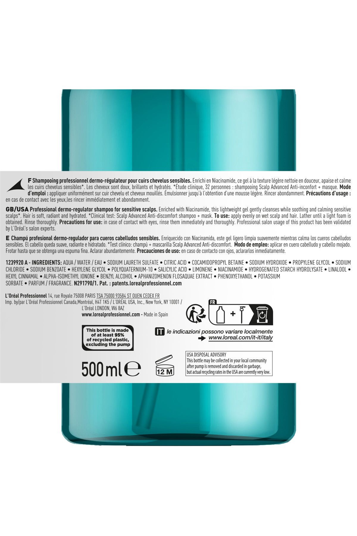 L'oreal Professionnel Scalp Advanced Hassas Saç Derisi Için Profesyonel Şampuan 500ml