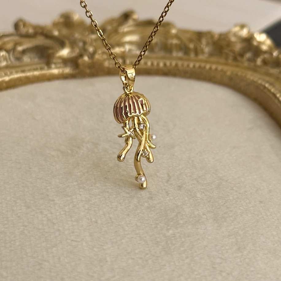 jellyfish gold kolye | çelik
