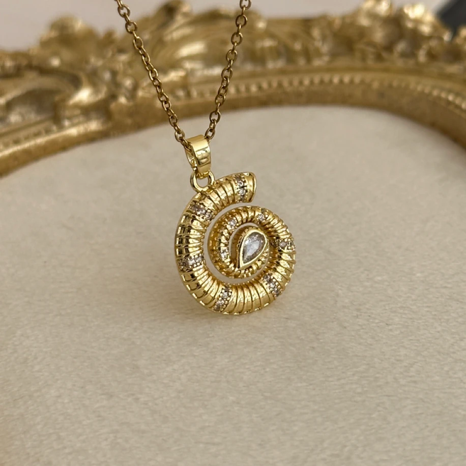 spiral gold kolye | çelik