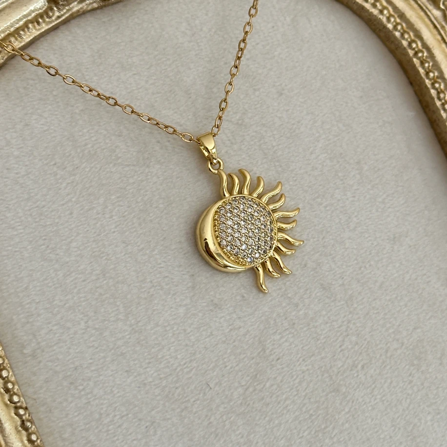 ay güneş gold kolye | çelik