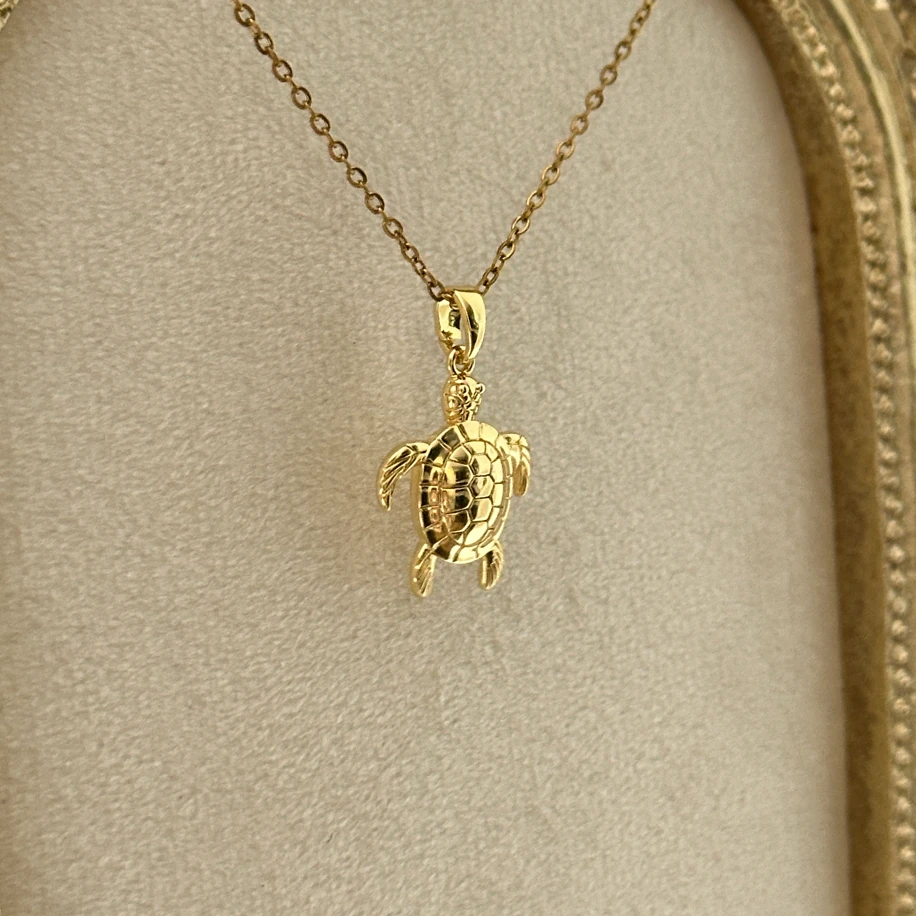 kaplumbağa gold kolye | çelik