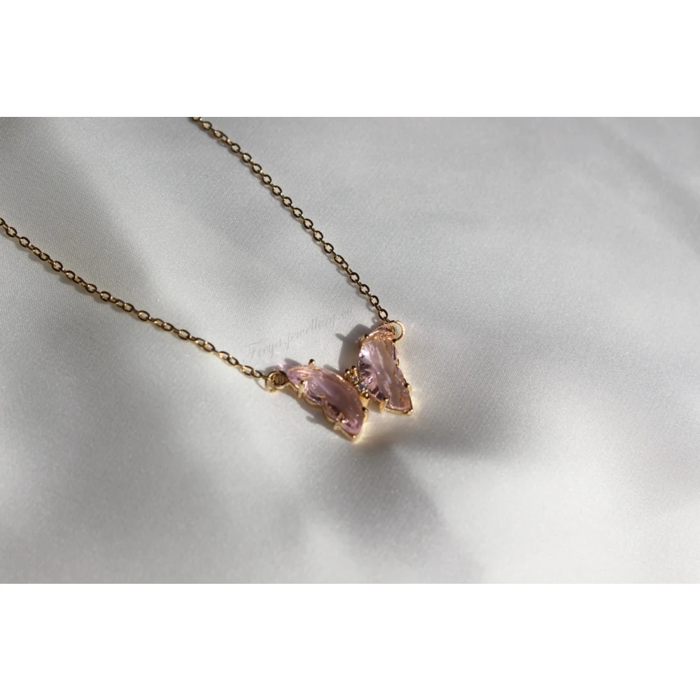 Butterfly Çelik Kolye Pembe