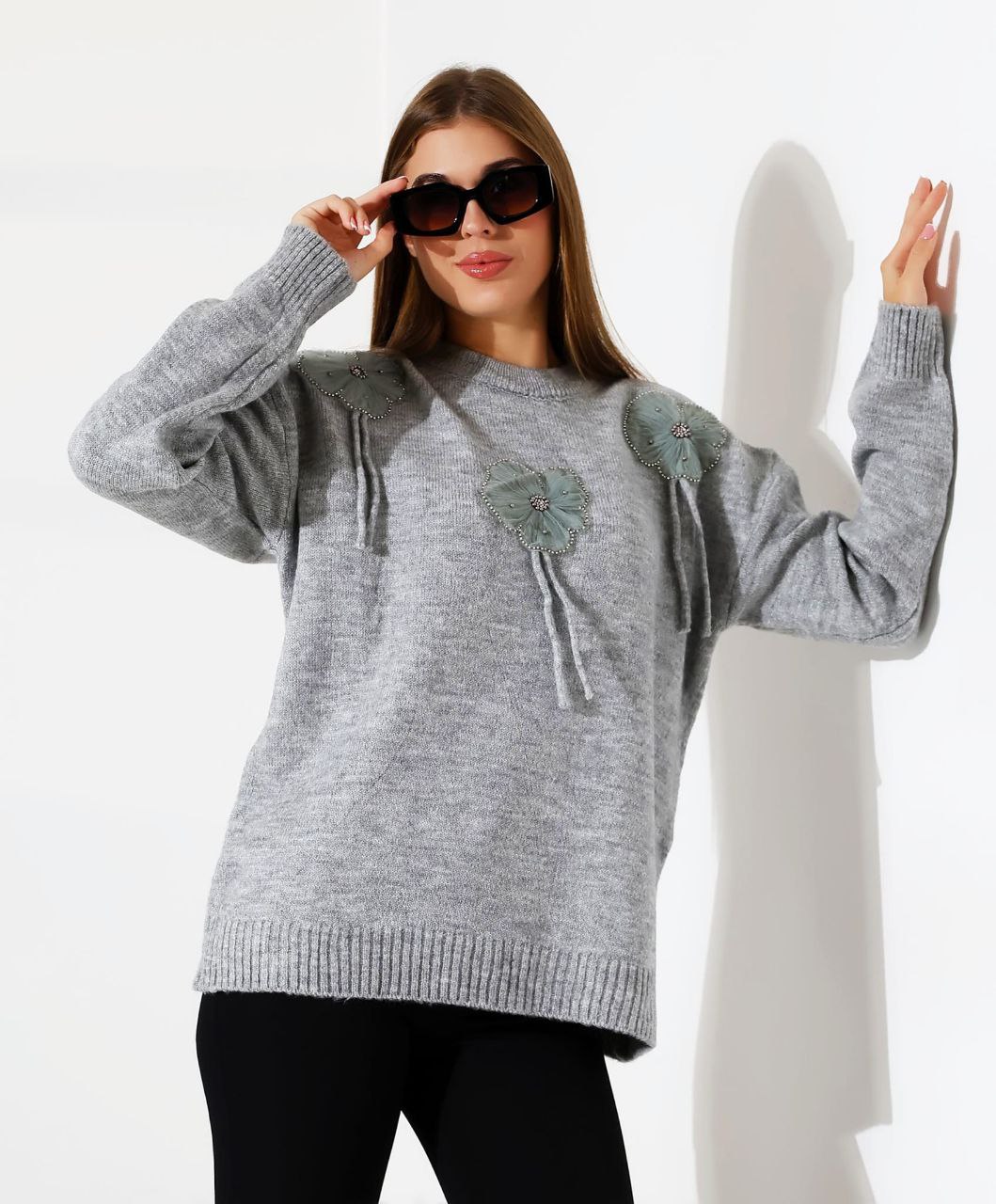 çiçekli triko Kazak 