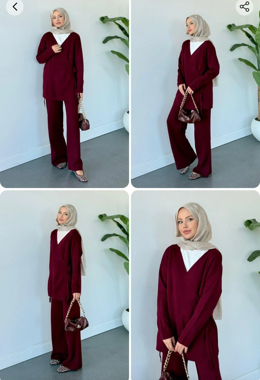 triko uzun kollu pantolonlu belde bağlamalı takım