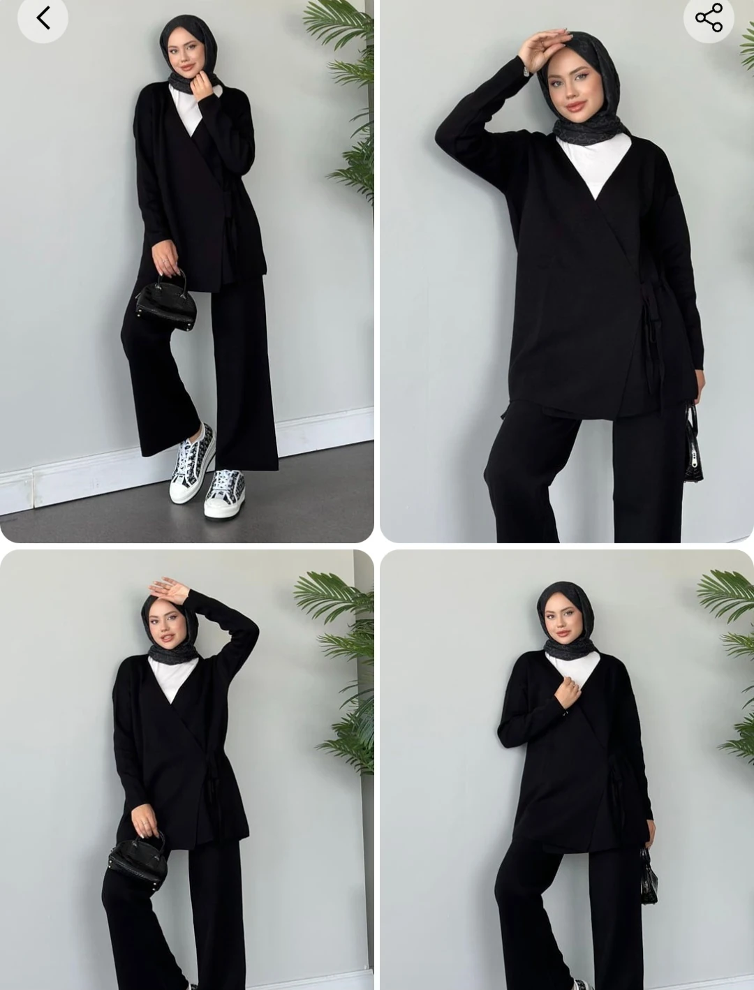 triko uzun kollu pantolonlu belde bağlamalı takım