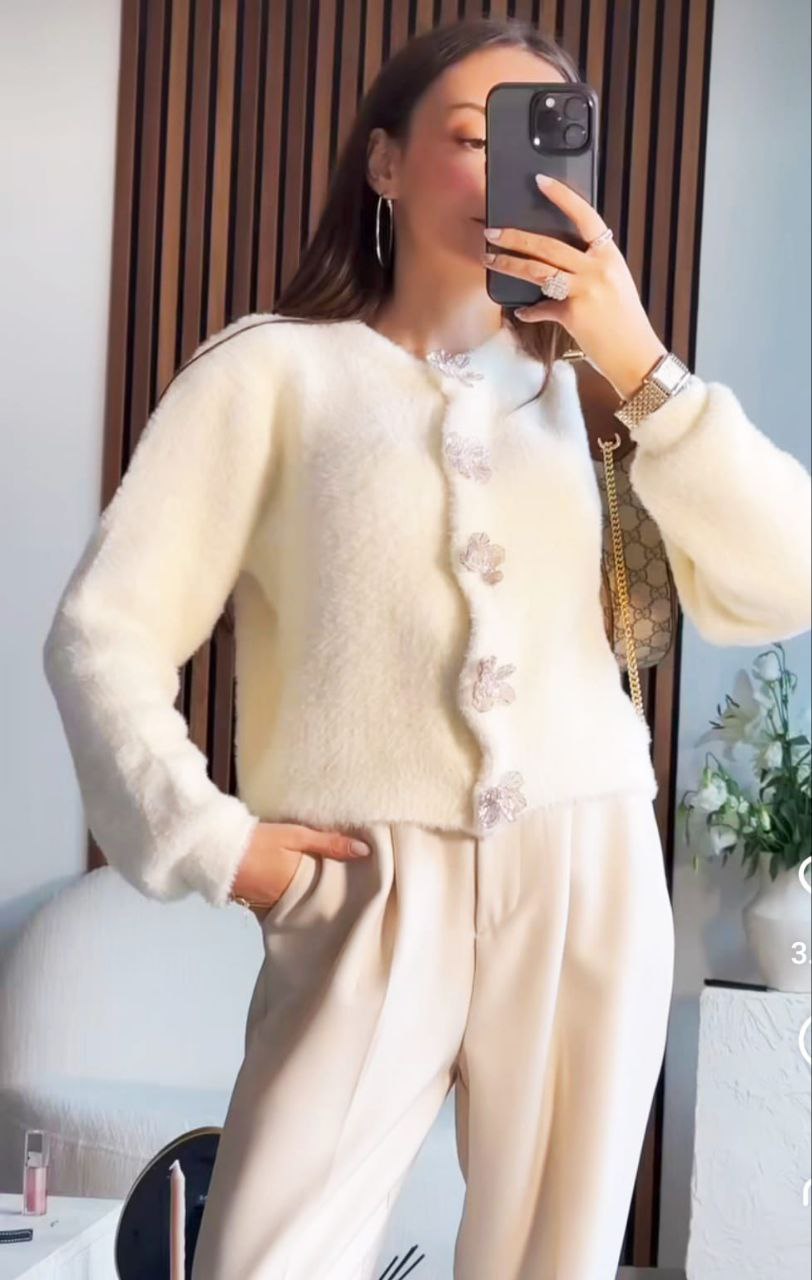 şardonlu triko hırka