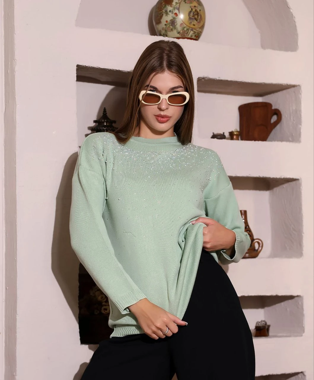 serpme taşlı kazak